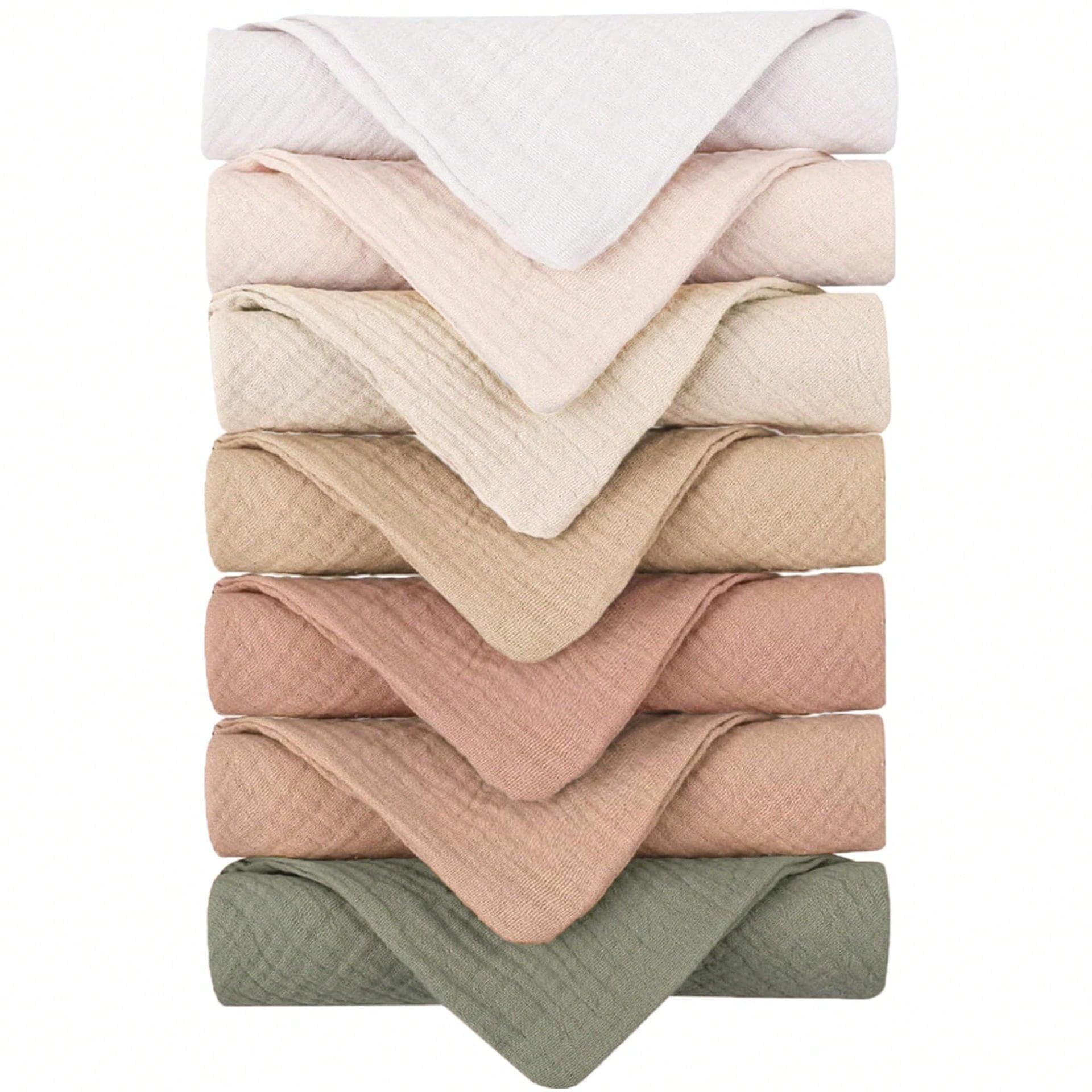 7pcs Soft & Breathable 4-Layer Gauze Burp Cloths, Baby Spit Up Rags, Absorbent Drool Bibs, Suitable For Infants, Wet Wipes, Towels