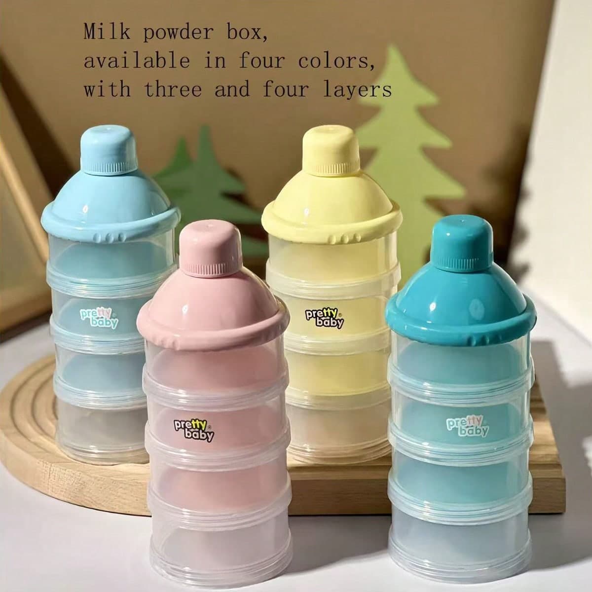 1pc Portable Multi-Layer Baby Formula Milk Powder Dispenser, Transparent, Detachable 3/4 Layers, Pink