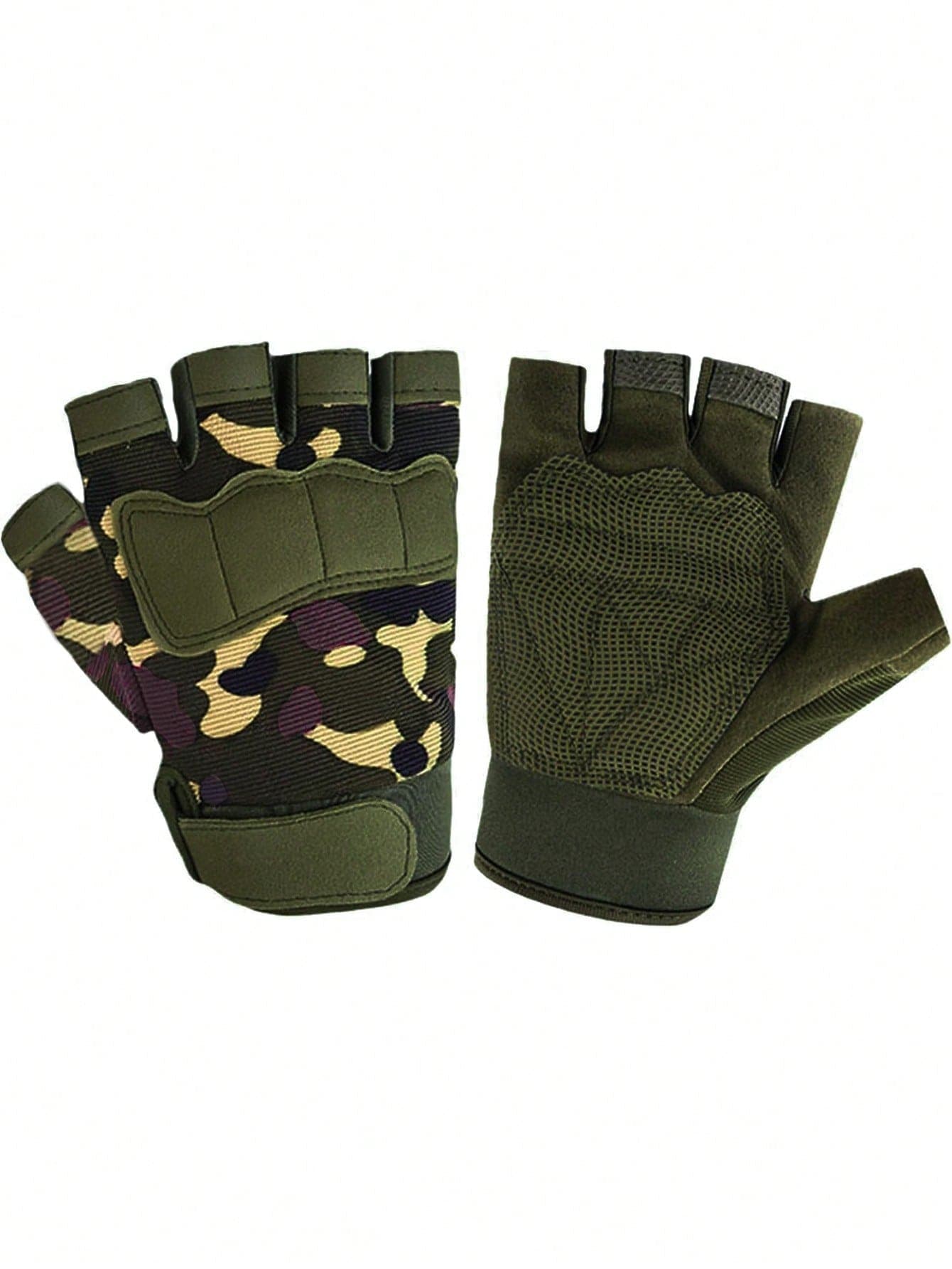Kids Half Finger Gloves, Camouflage Special Forces Tactical Gloves, Unisex Youth Outdoor Cycling Sports Gloves, All Season