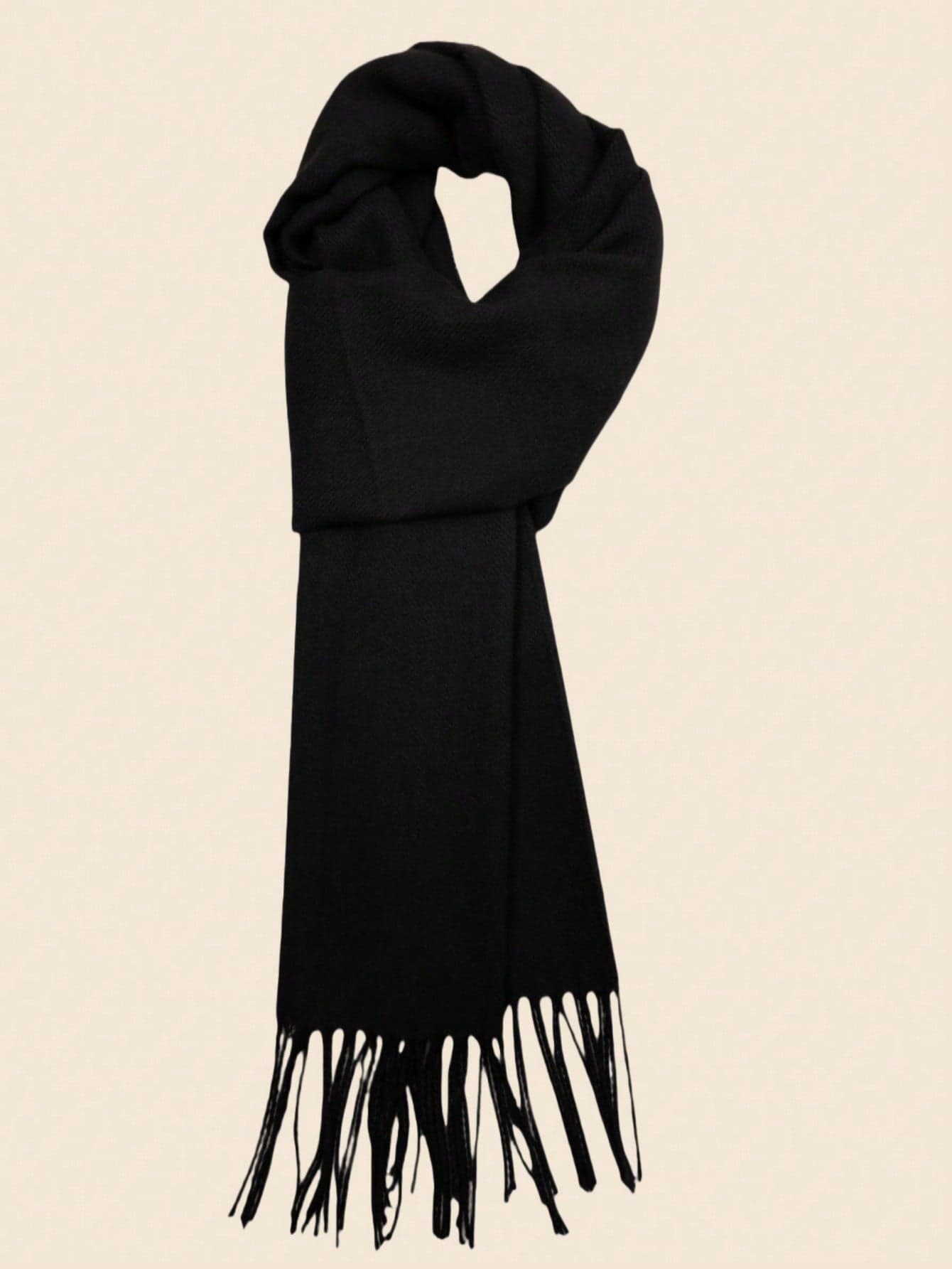 1pc Solid Color Men Scarf, Knit Tasseled Long Scarf/Neck Warmer For Autumn And Winter, Versatile Boyfriend Gift Men AccessoriesMen Scarves