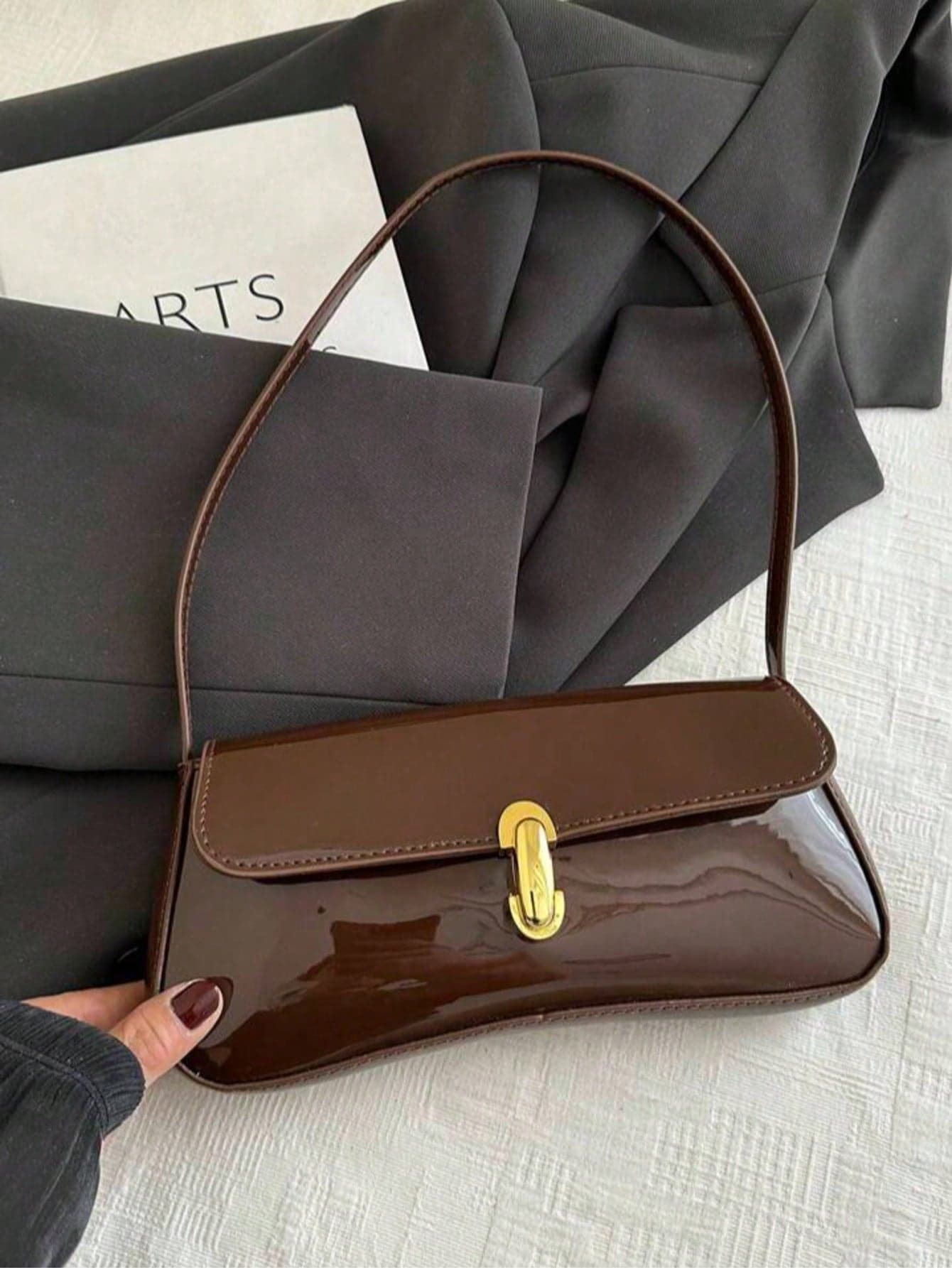 Livesso Women's Retro Faux Leather Flap Decor Underarm Shoulder Bag, Suitable For Dates, Outings, Parties And Other Occasions,Business Professional Women