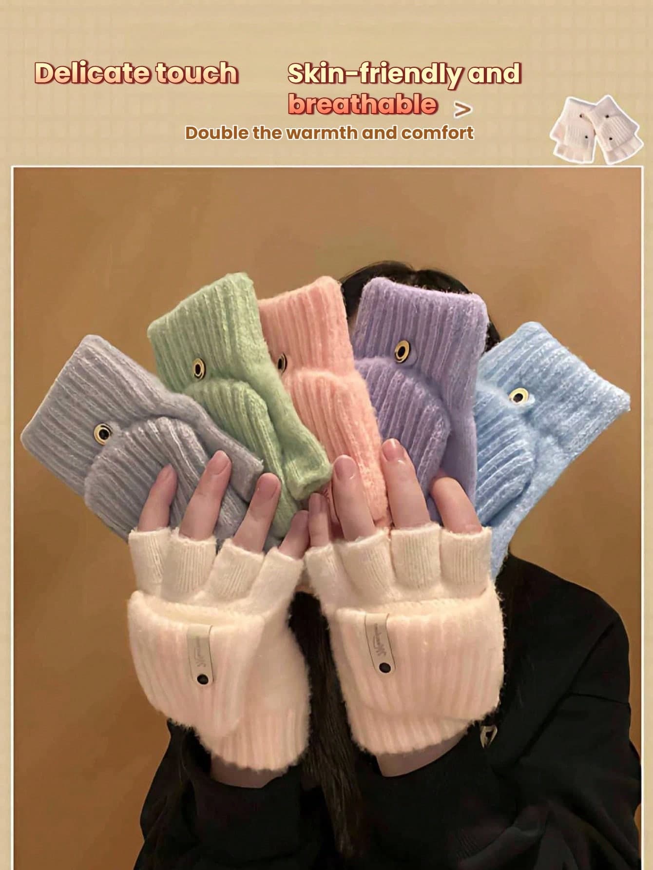 1 Pair Unisex Autumn/Winter Fleece Half Finger Half Palm Windproof Gloves, Multiple Colors Available, Multi-Functional, Touchscreen Compatible, Thick Fleece Design, Suitable For Cycling, Outdoor Activities, An Essential Gift For Friends, Family And Partners During New Year Holidays. Flip-Top Half Finger Warm Ladies Winter Gloves, Suitable For Office And Student Writing, Super Convenient, Polyester Fabric,Travel,Festival