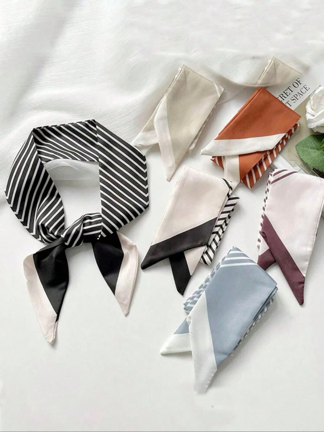 6pcs Striped Headband Set - 6 Colors Silk Scarf And Ribbon, Suitable For Women And Girls | Daily, Beach, Sports, Party Hair Accessories, Women's Headscarf, Winter Warm Headband Fashion Hair Band Summer Outfits