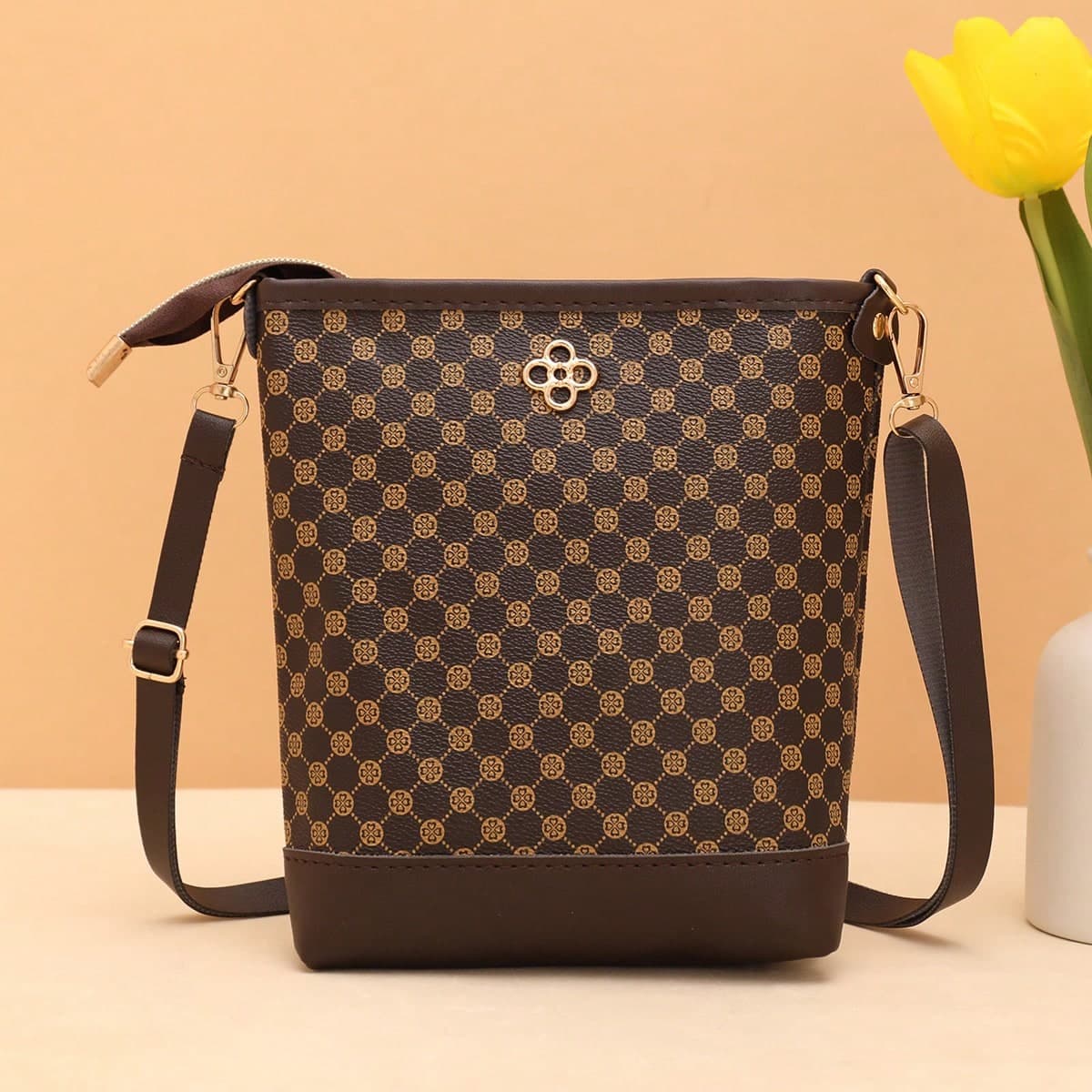Vintage Print Shoulder Crossbody Bucket Bag, Versatile For Daily Wear