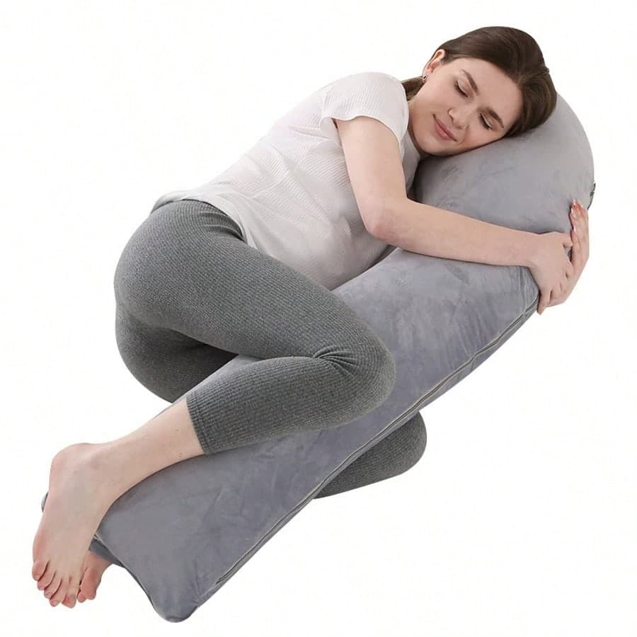 1pc J-Shaped Single Leg Maternity Pillow, Waist Support Side Sleeping Pillow, Super Soft Body Pillow For Daily Rest
