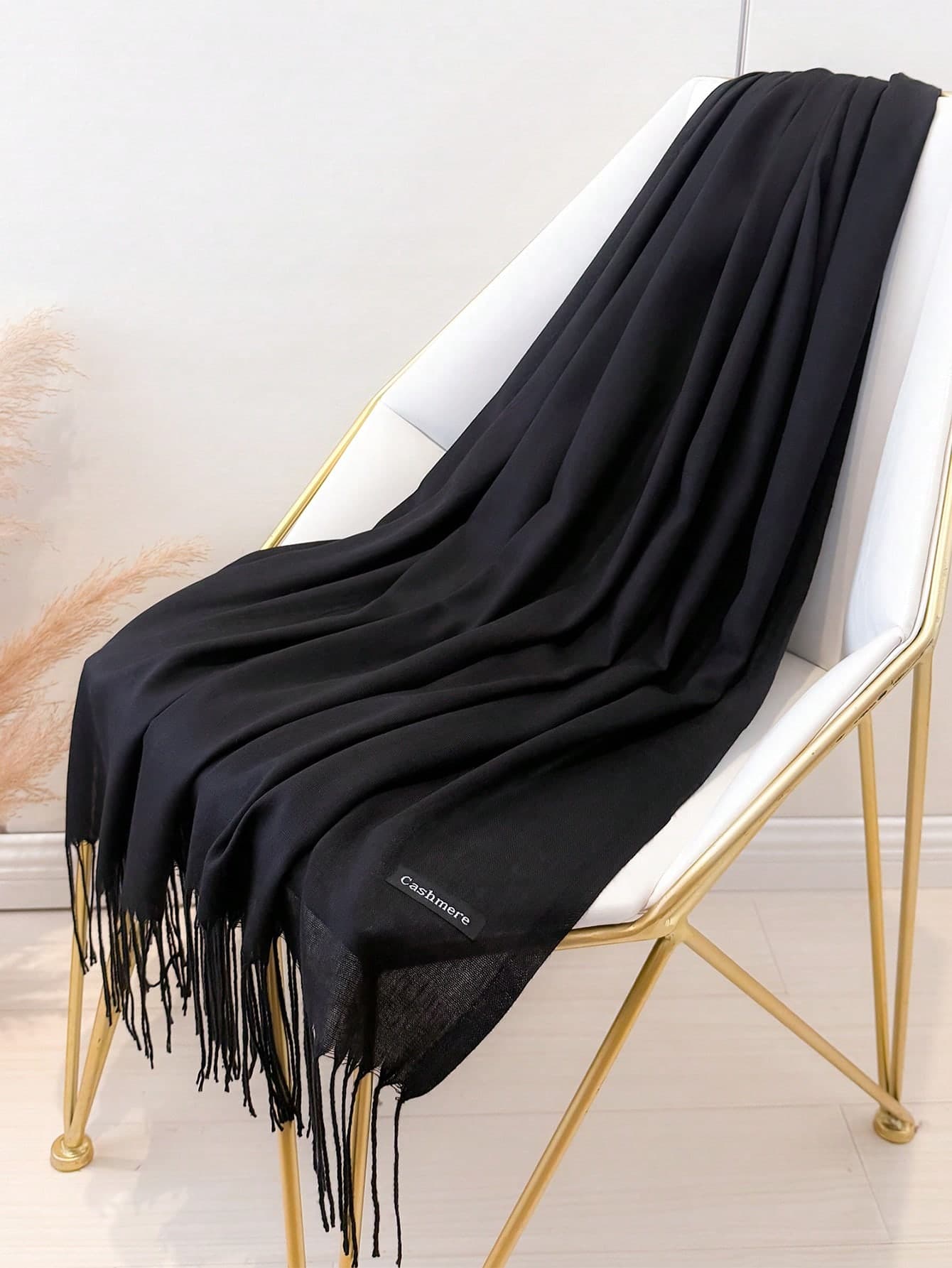 1pc Outdoor Classic Solid Color Shawl, 120g Unisex Thin Fringe Shawl, Air-Conditioned Room Warm Oversized Scarf, All Season Thin Solid Color Headscarf, Rectangular Scarf For Women, Available In Red, Maroon, Black, White, Beige, Yellow