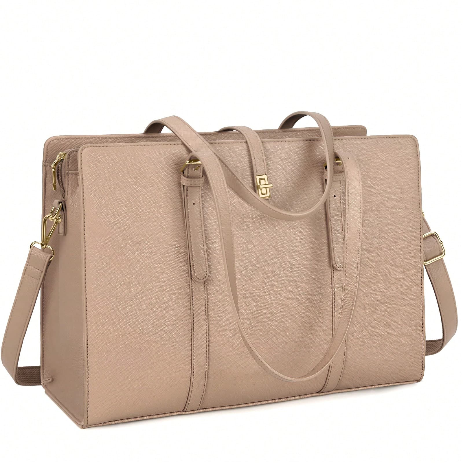 NEWHEY Fashion Women's Tote Bag, Made Of High-Quality Scratch-Resistant And Waterproof PU Material, 3-Compartment Design, Meets Different Needs, Maximizes Capacity, 2 Internal Slip Pockets, 2 Elastic Side Pockets, 1 Zipper Pocket, 2 Pen Slots, And 1 External Rear Zipper Pocket