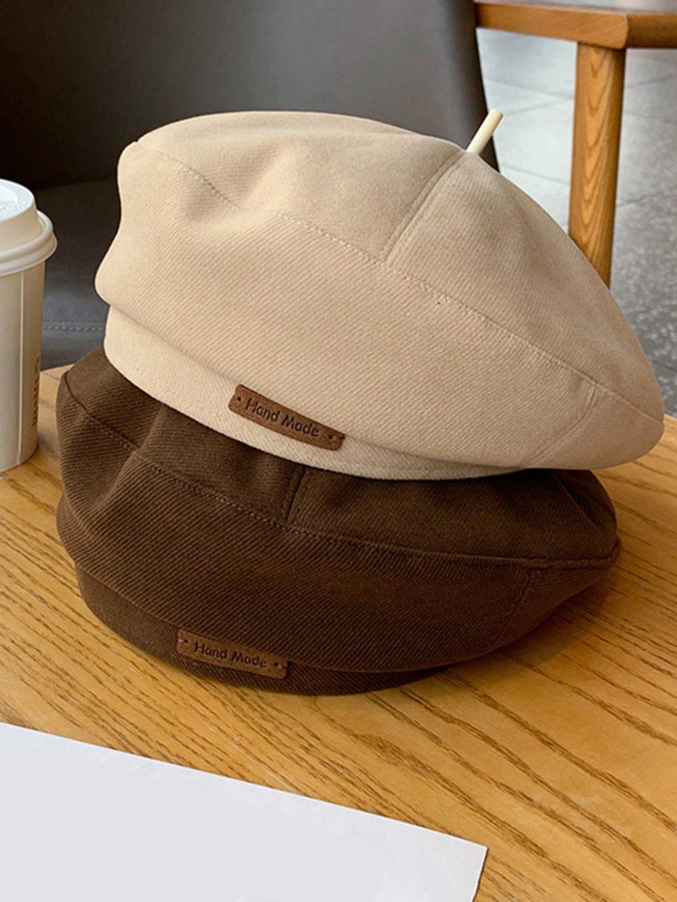 Women's Beret Hat, Retro Style, Versatile, Letter Decor, Face-Flattering, Octagonal Cap, Pumpkin Hat, Autumn/Winter