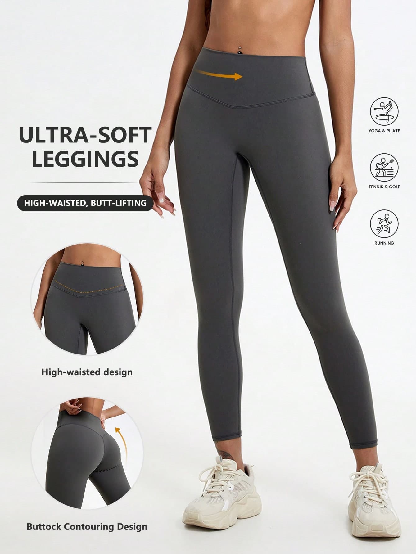 1pc High Waist Lifting Yoga Pants, Breathable Nude Color Outdoor Trousers, Fitness Running Training Leggings Sports