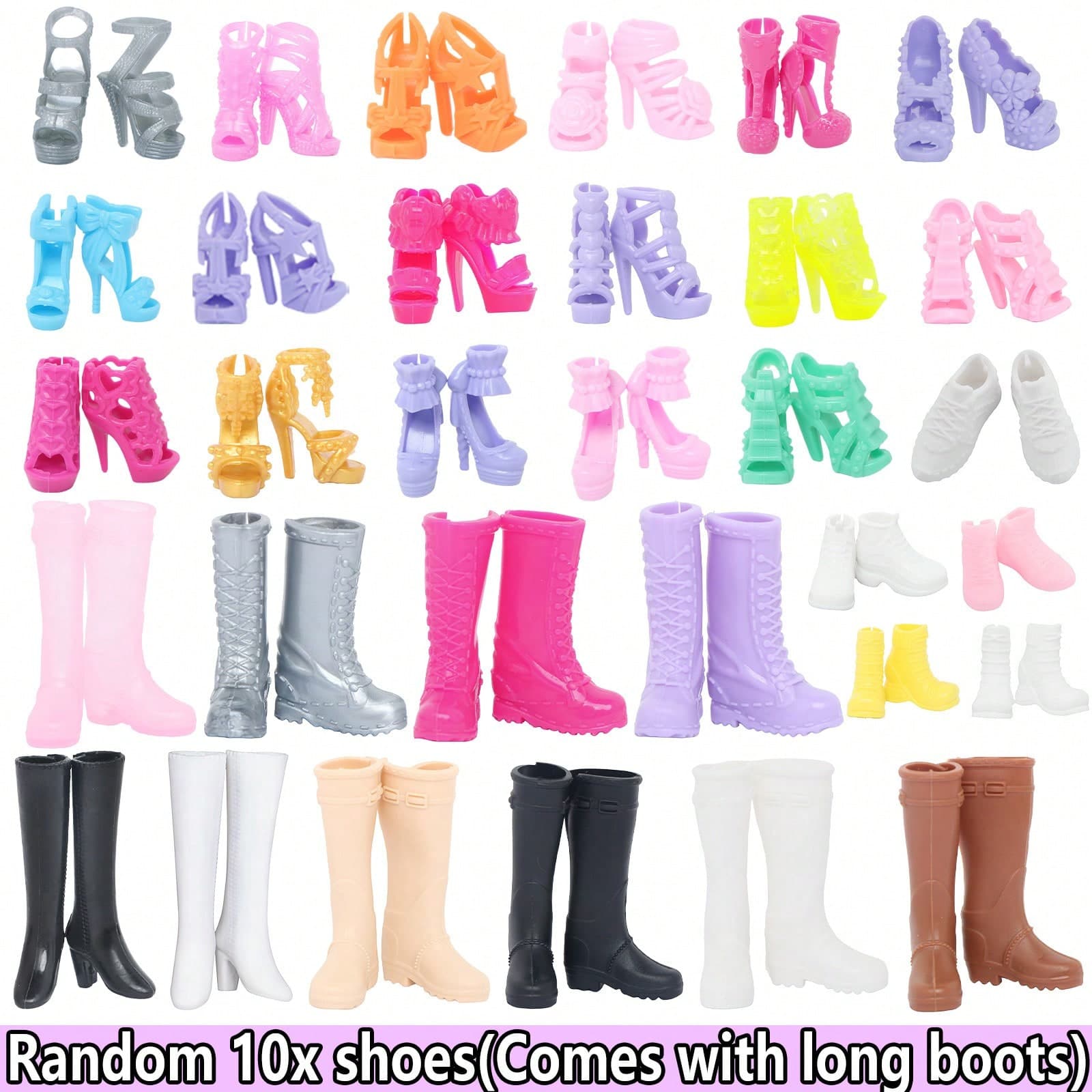 Random Doll Shoes, Including Boots, Suitable For High Heel Dolls, Not Suitable For Flat Dolls (Doll Not Included), Holiday Gift