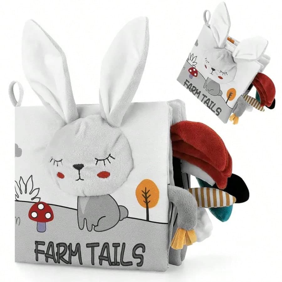 Soft Baby Books, High Contrast Baby Toys, Crinkle Cloth Books, Tummy Time Training & Developmental Toys With Tail & Sound Effects, Christmas Gifts For Newborns, Suitable For Newborn Baby Boys And Girls
