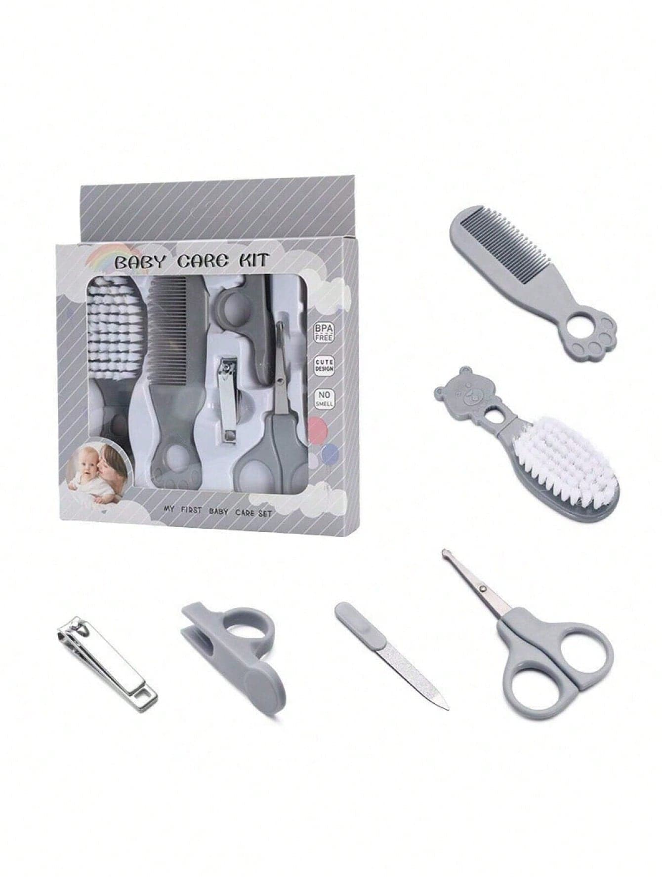 OBOVAY 6pcs Baby Care Set, Includes Baby Comb, Brush, Scissors, Children Grooming Set (Includes Comb, Nail Clipper, Nail Trimmer), Children Daily Care Set, Perfect Birthday And Holiday Gift, Plastic Material