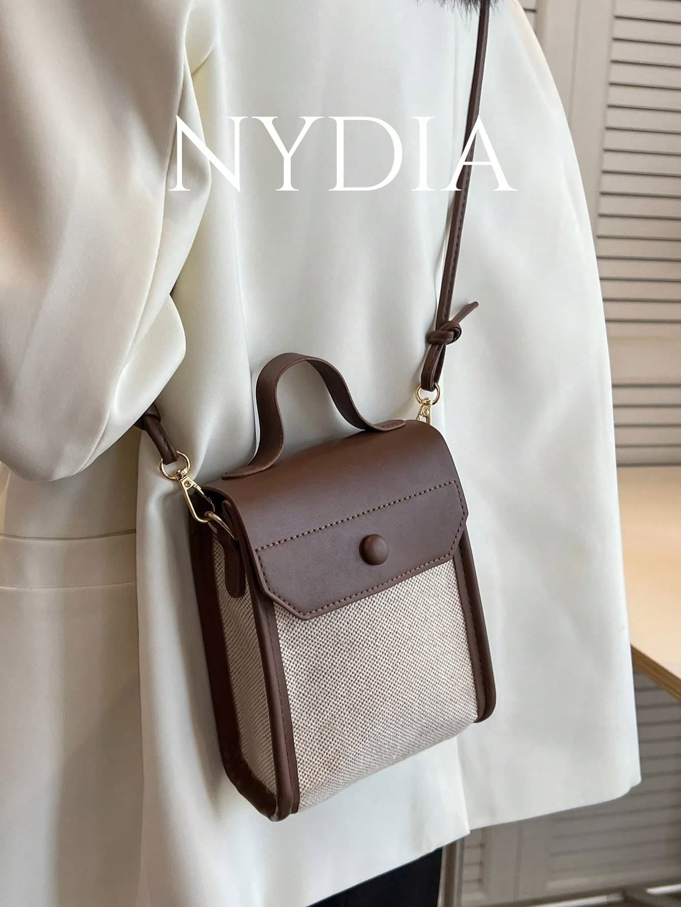 Waterproof, Lightweight, Business Casual Mini Two Tone Top Handle Flap Square Bag For Teen Girls Women