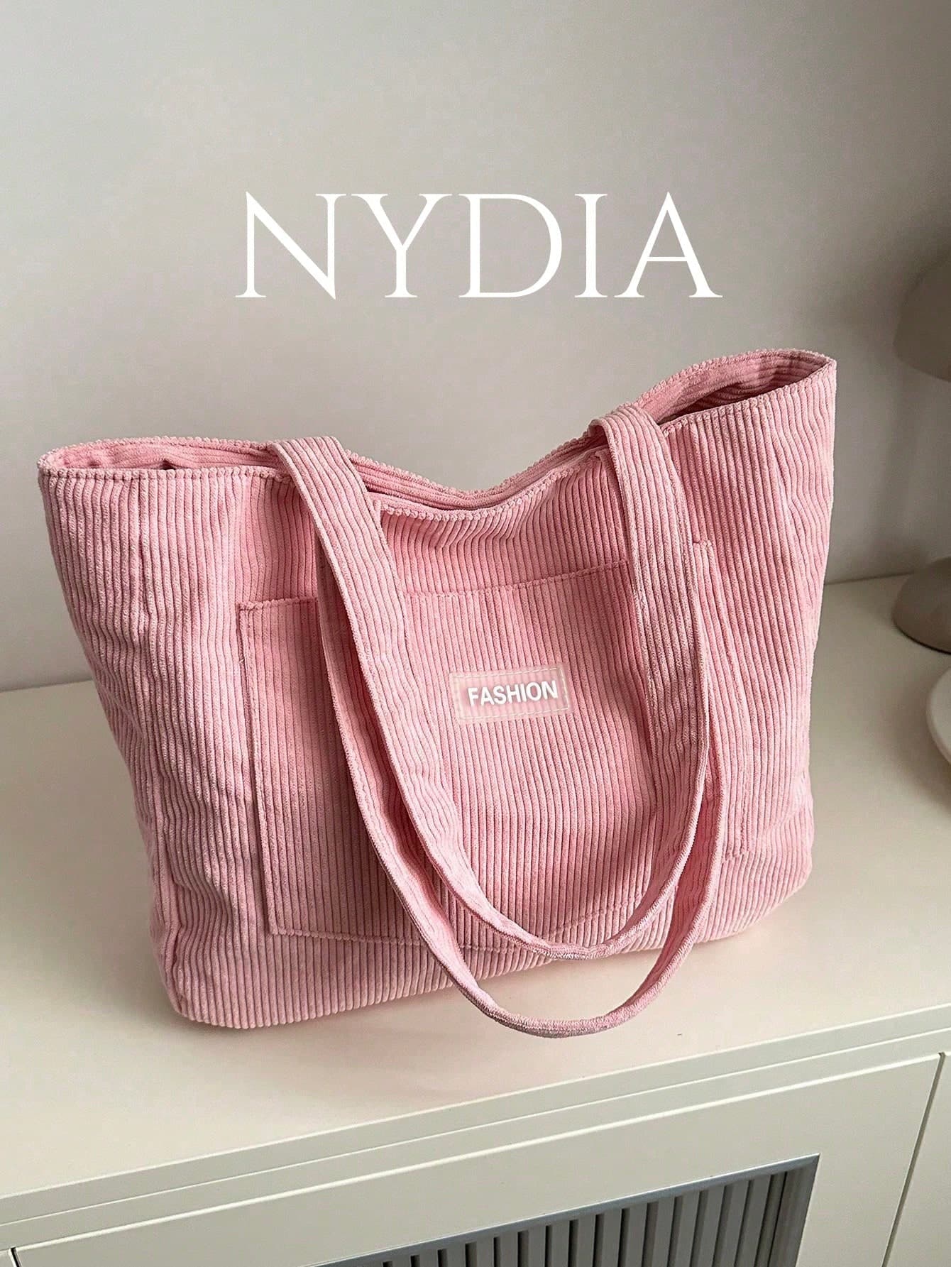 Corduroy Big Capacity Solid Color Simple Tote Bag, Tote Bags For Students, Multiple Compartments, Perfect For Beach, School, Work & Daily Use, Summer Outfits