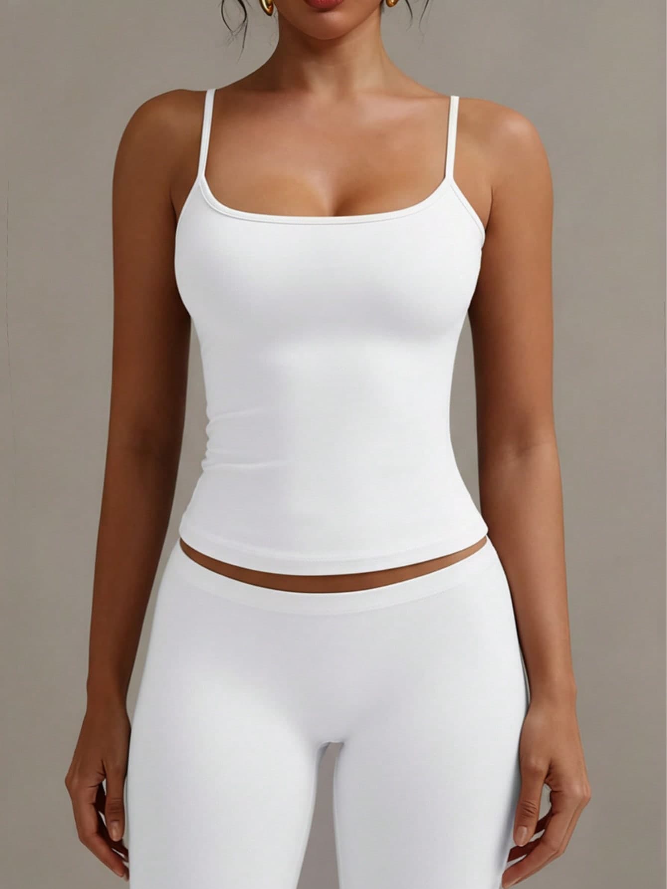 XLLAIS Sexy Backless Women's Camisole, Elastic Casual Spaghetti Strap White Top Summer
