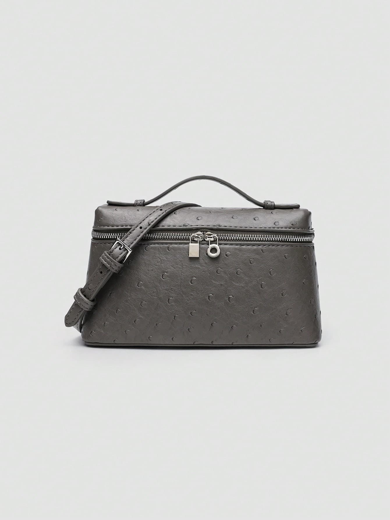 1pc Solid Color Ostrich Embossed PU Square Crossbody Bag, Suitable For Women's Daily Fashion Matching, Outings, Shopping, Parties, Elegant Women's Handbag, Women's Commuter Bag, Ideal Choice For Valentine's Day, Comfortable And Fashionable, Stylish Handbag, Personalized Gift Choice, 2025 Accessory, Fashionable Style Suitable For All Occasions, Affordable Luxury Feel, Rebellious Party Bag, Perfectly Suitable For Parties, Weddings, Balls, Dinners/Banquets, Elegant Women's Bag