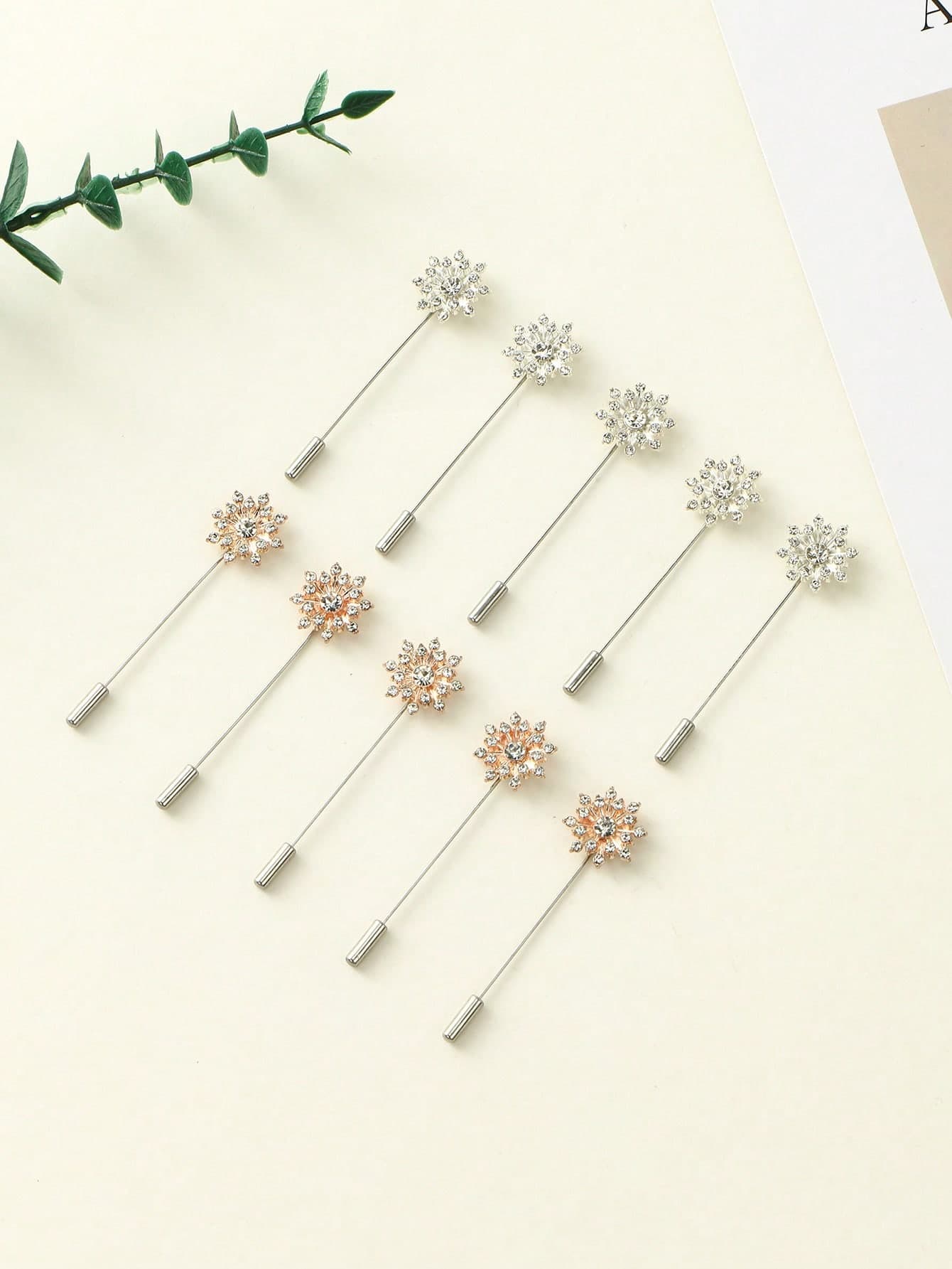 10pcs Sunflower Rhinestone Scarf/Shawl Pins, Brooch With Flower Pattern For Dress,Beach,Holiday,Travel Essential