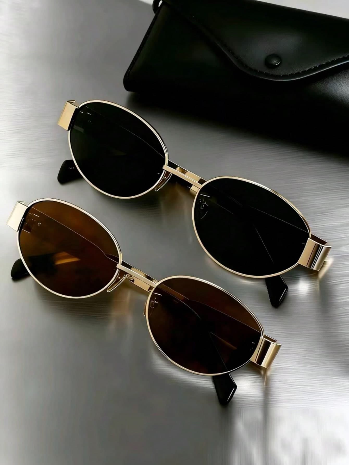 Women's Metal Frame Oval/Polygon Fashion Eyeglasses (Half-Frame), Suitable For Daily Wear And Outdoor Activities