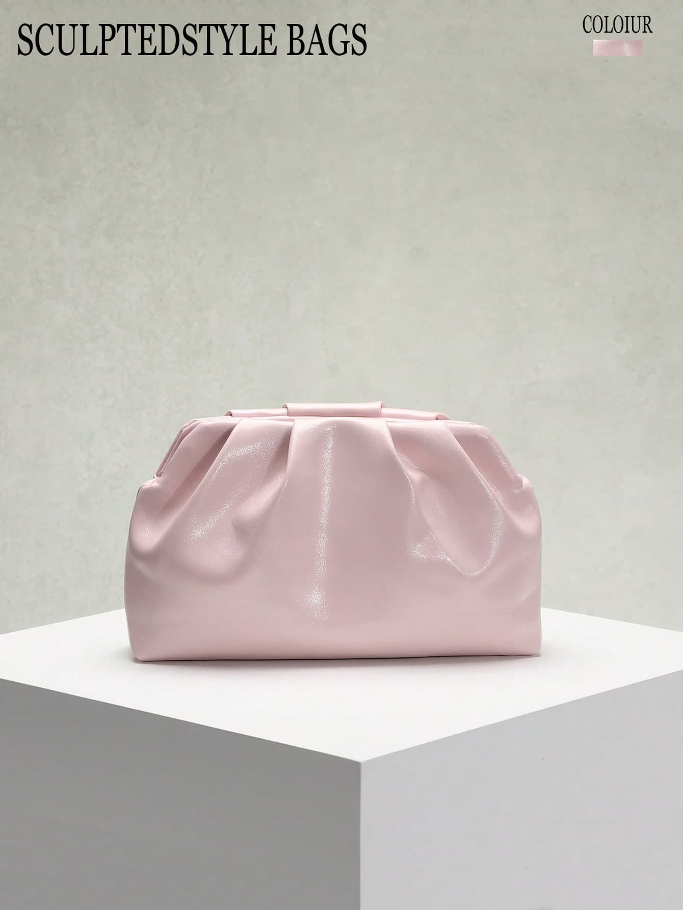 1pc Sculptedstyle Bags Autumn/Winter New High-End Pink Oil Skin PU Clutch Bag, Solid Color Minimalist Style Women's Handbag, European And American Fashion Pleated Bag, Minimalist Women's Clutch Bag With Chain Shoulder Strap