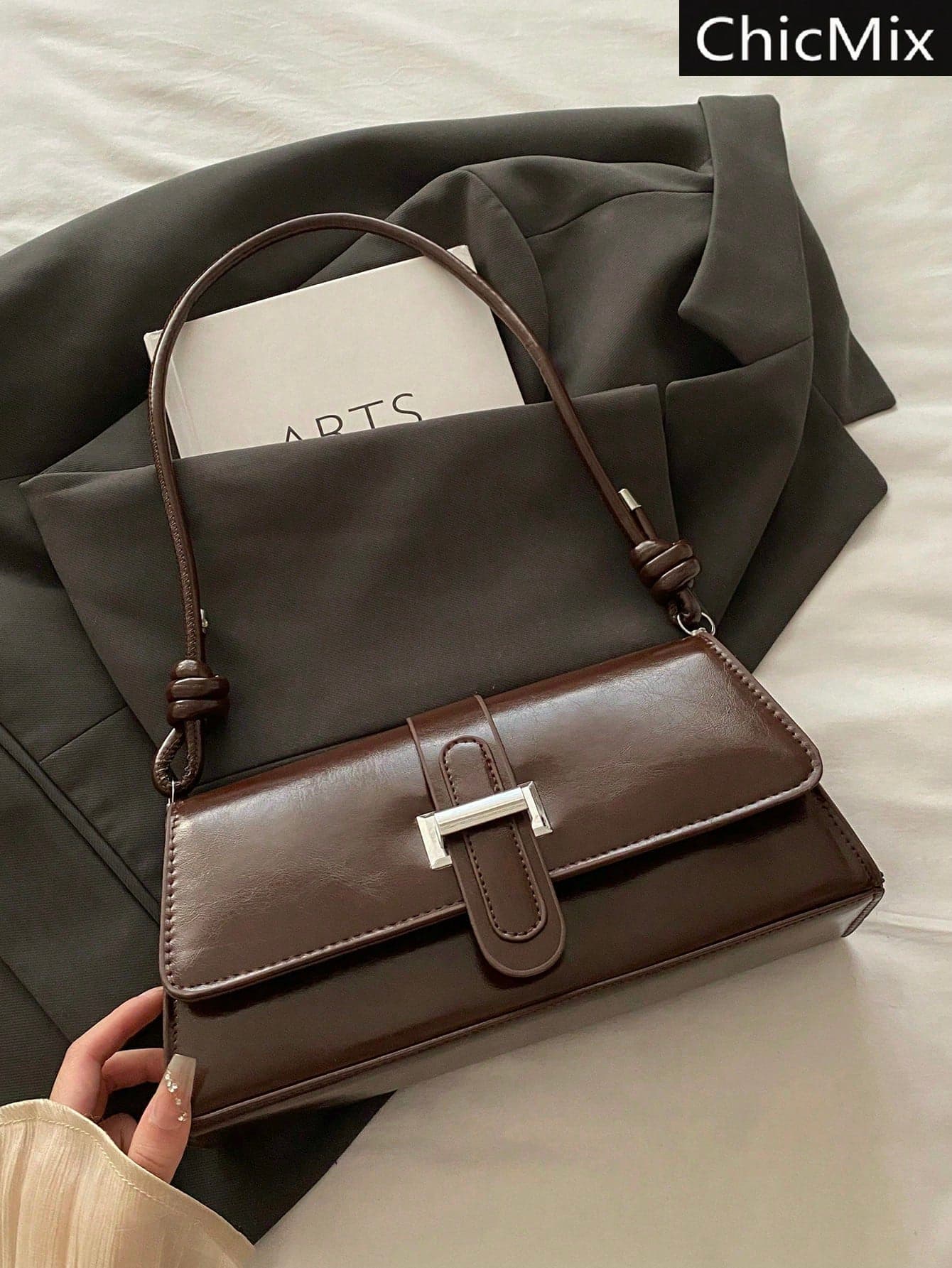 Fashionable Solid Color Retro Minimalist Elegant Shoulder Bag