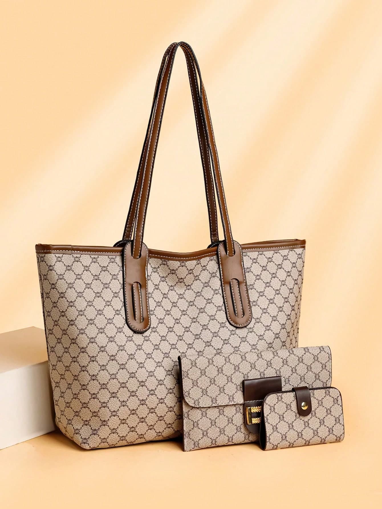 3pcs High-Quality Lightweight Luxury Tote Bag Set, Fashionable Casual Shoulder Underarm Bag With Floral Print