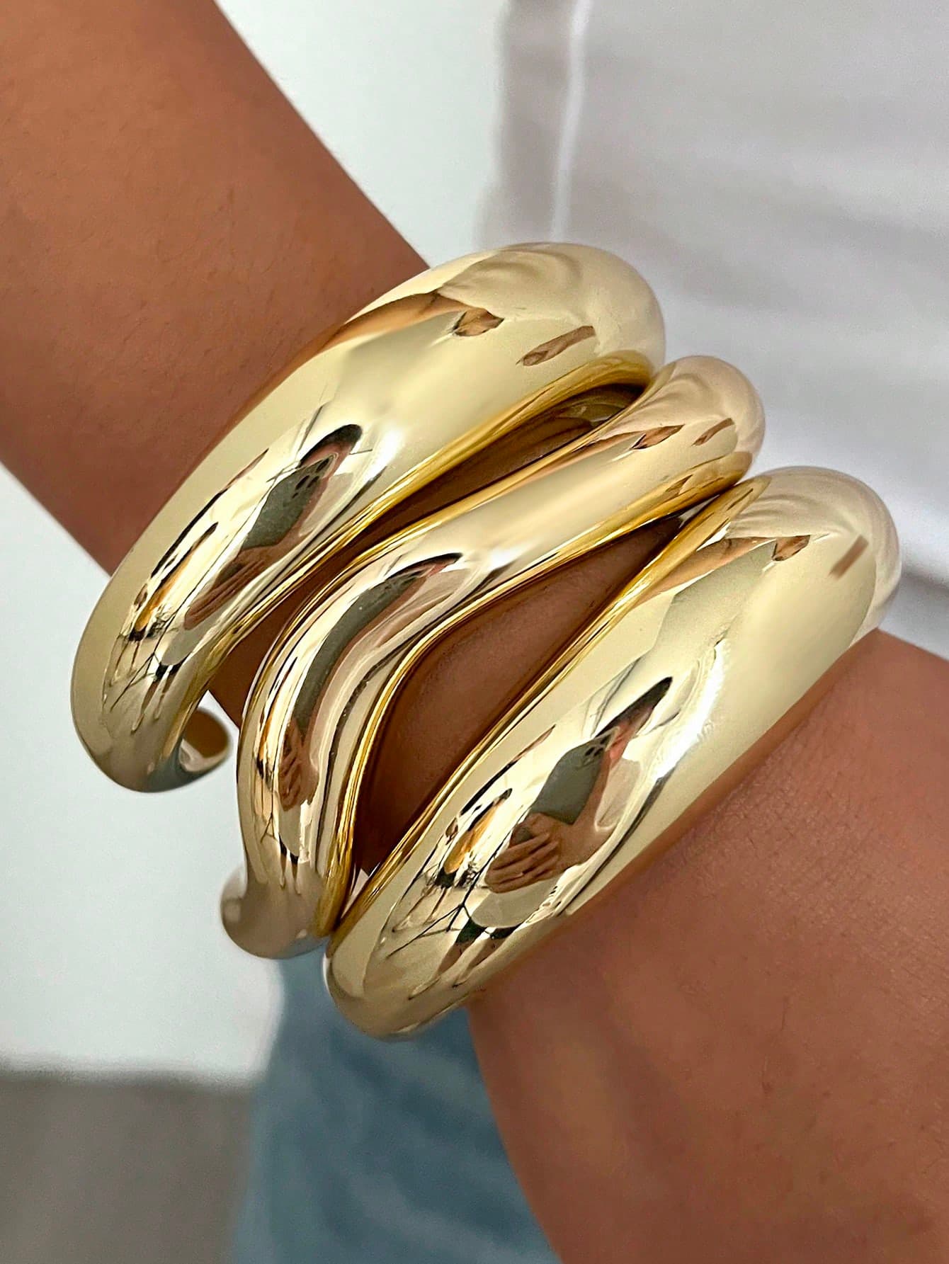 3pcs Vintage Elegant Bohemian Style CCB Acrylic Women Lightweight Delicate Bangle Bracelet Set, Suitable For Daily Wear And Party