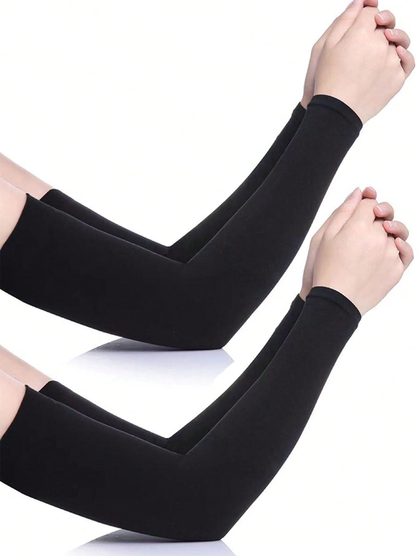 2 Pairs Arm Sleeves, Fashionable Minimalist Design, Sun Protection, Sweat-Wicking, Elastic Ice Silk Material, Full Arm Length, Suitable For Outdoor Sports, Travel, Cycling, Driving, Spring/Summer