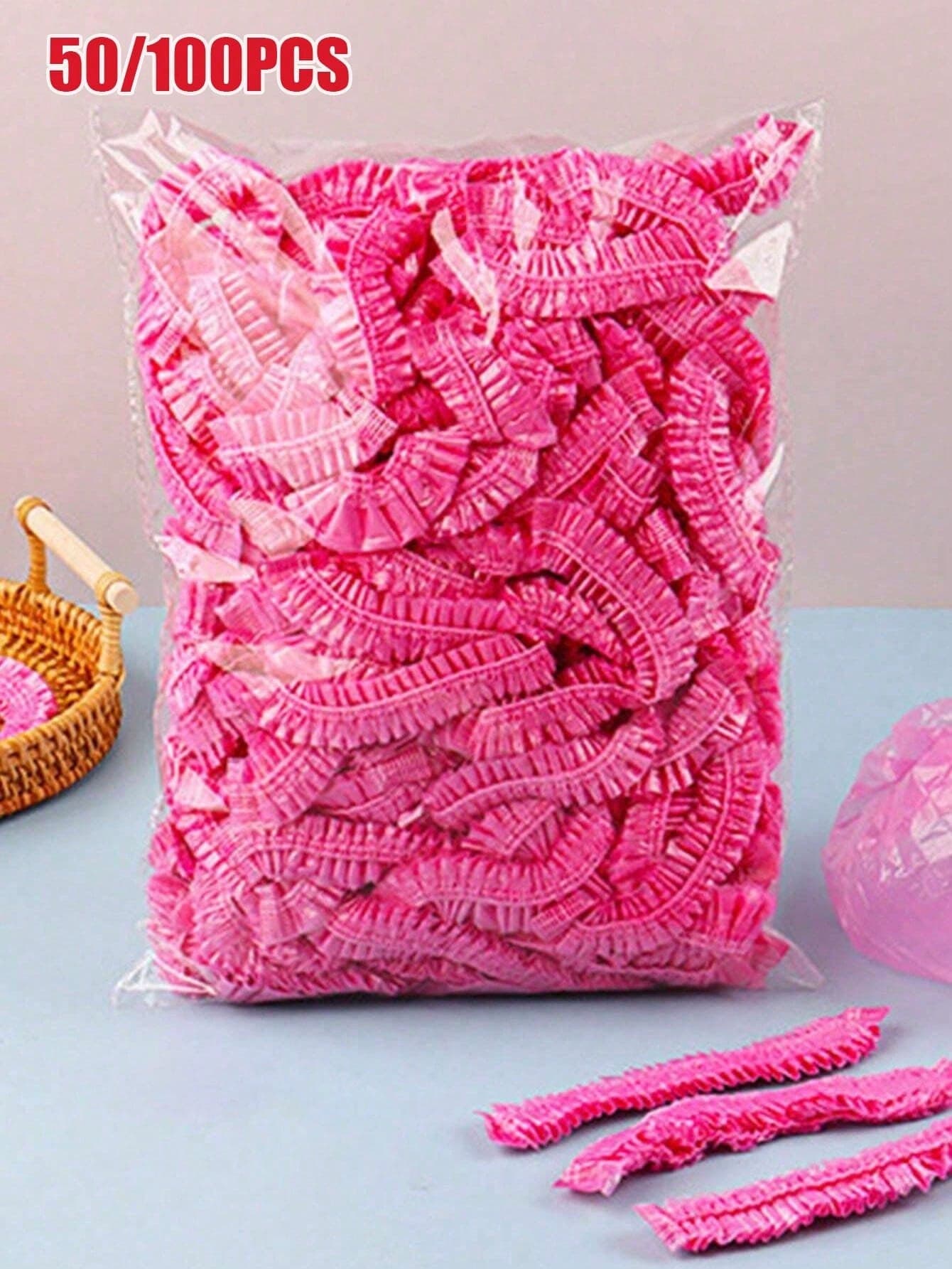 50/100pcs Disposable Shower Caps, Transparent Plastic Hair Caps, Ladies Waterproof Shower Caps, Hotel Travel Essential Accessories, Deep Conditioning And Cleansing Products, Home Bathroom Decor, Autumn Decoration, Back To School Season