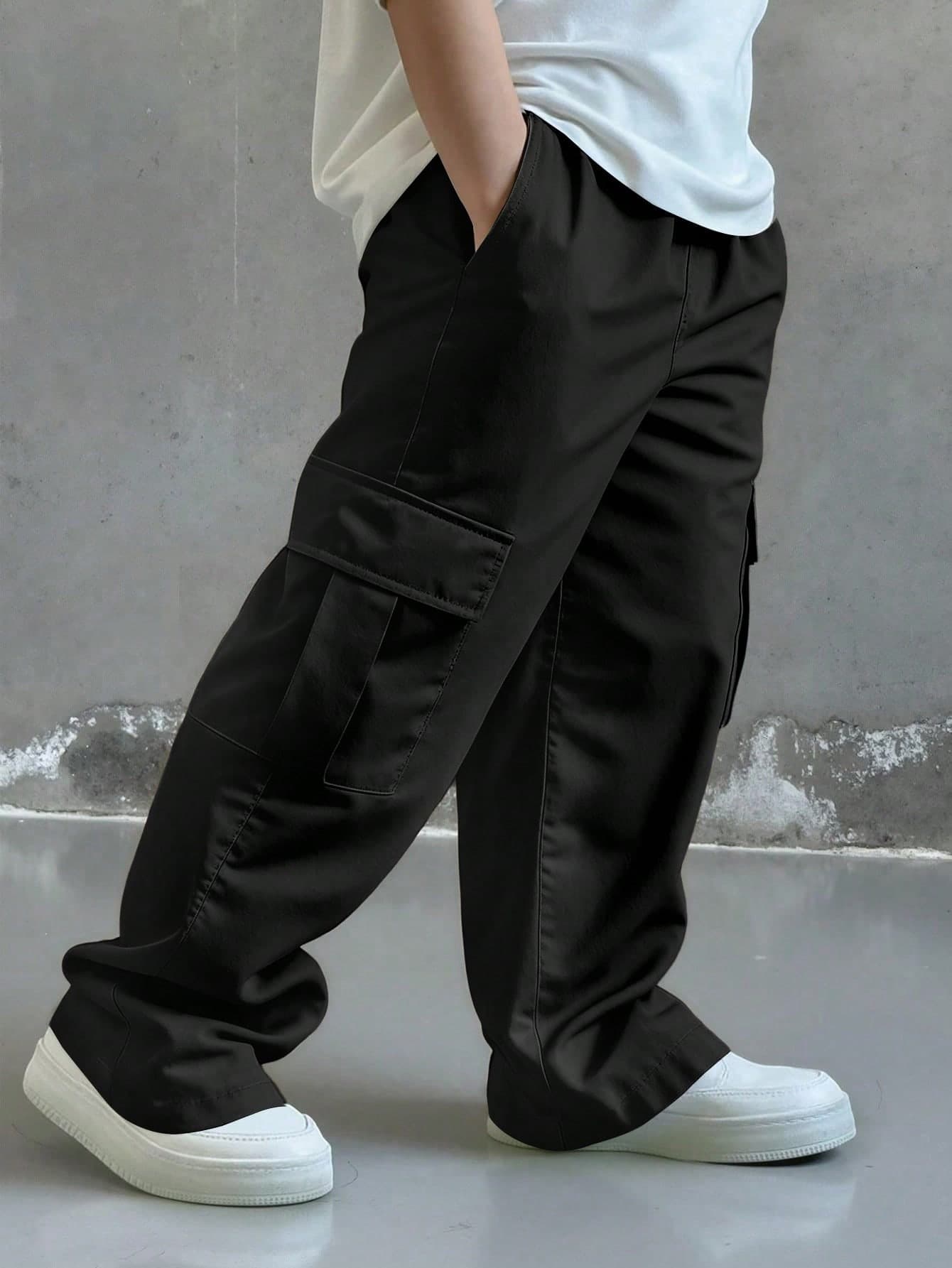 1pc Young Boys' Fashion Versatile Casual Comfortable Street Chic Commute School Vacation Daily Wear Dirt-Resistant Soft Multi-Pocket Straight Leg Cargo Pants, Spring/Summer/Autumn/Winter