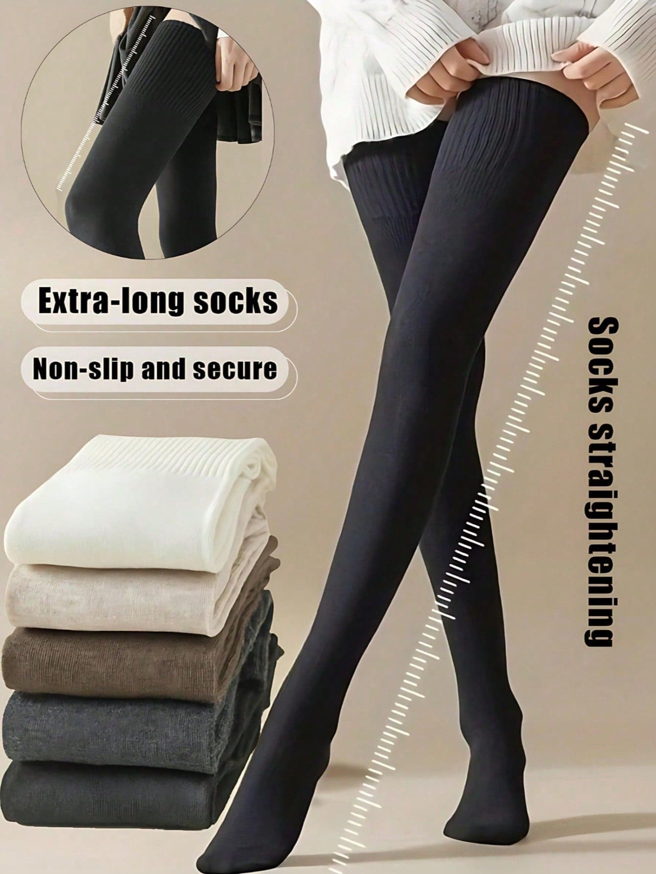 1 Pair Women's Autumn/Winter JK Style Thigh High Socks, Extended Knee Protection, Solid Color Mild Compression Long Socks, Fashionable Thigh High Socks, Casual Daily Wear, Fitness Essential, Comfortable Fit, Multi-Functional Design, Lightweight And Comfortable, Suitable For Commuting