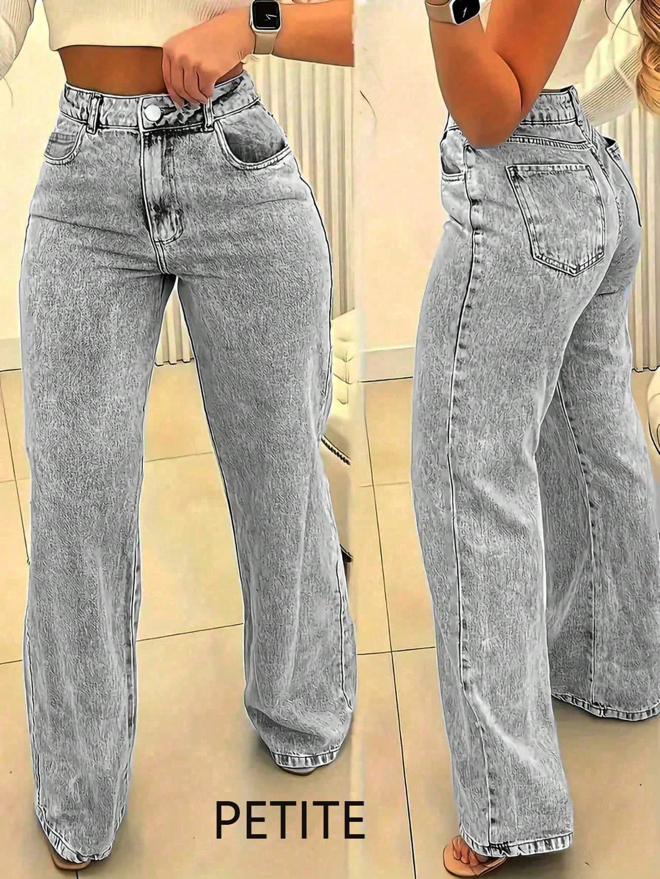 Women's Pocket Straight Loose Casual Versatile Jeans Spring ,Petite Women