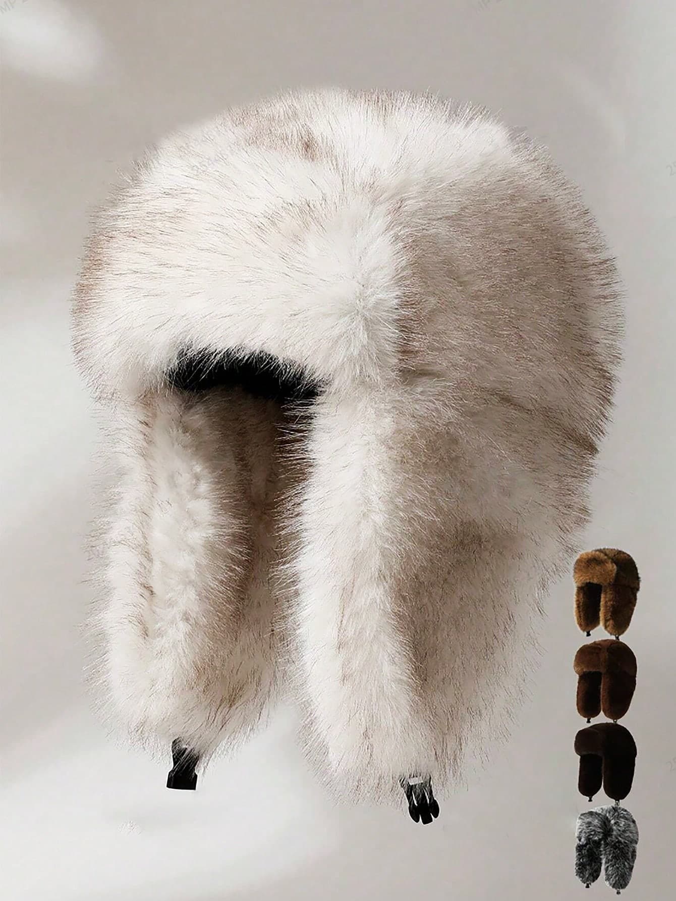 1pc Women's New Faux Fur Ombre Reversible Trapper Hat, Thick Warm Ear Protection Fluffy Outdoor Cycling Cap, Winter Ski Hat, Fashion Versatile