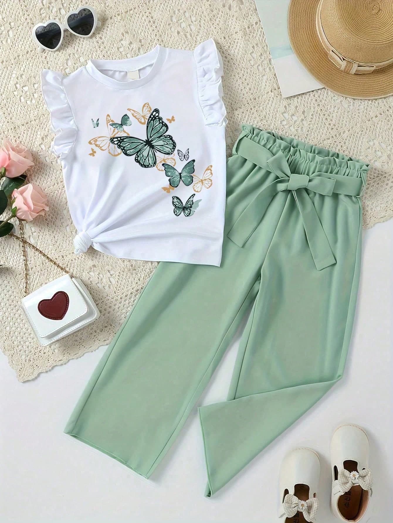Toddler Girls' Cartoon Print Tank Top And Pants Set