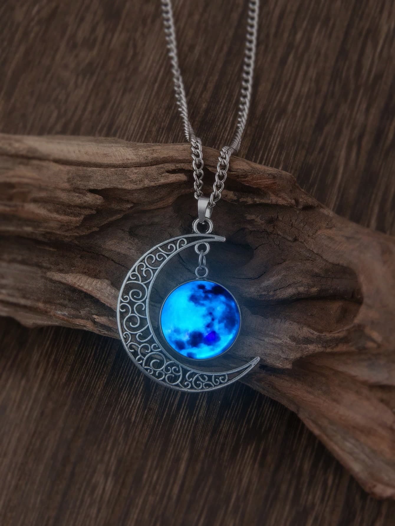 suteyi 1pc Glow In The Dark Moon Necklace, Suitable For Daily Wear