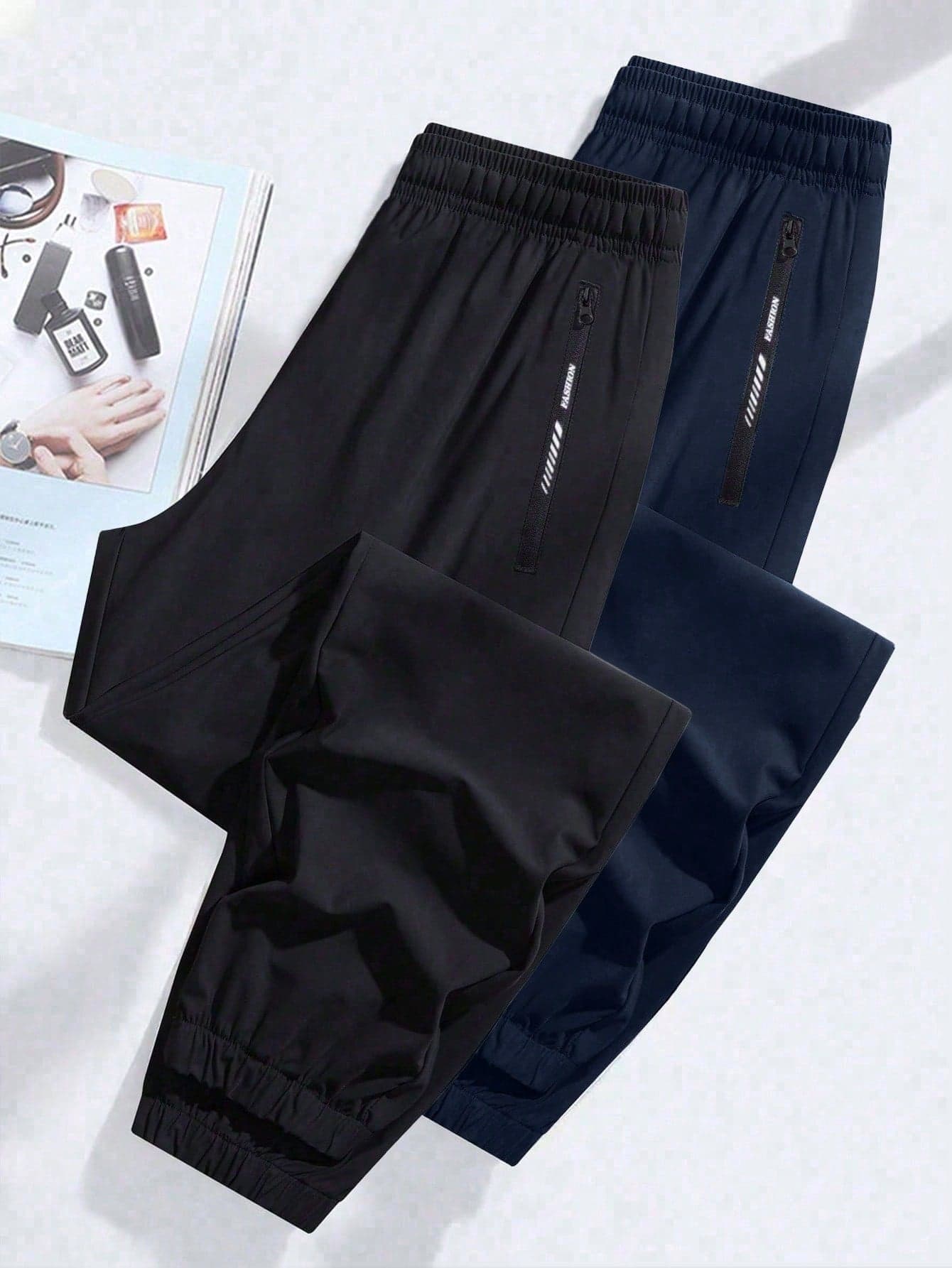 2pcs/Set Casual Outdoor Workout Drawstring Pants For Teen Boys