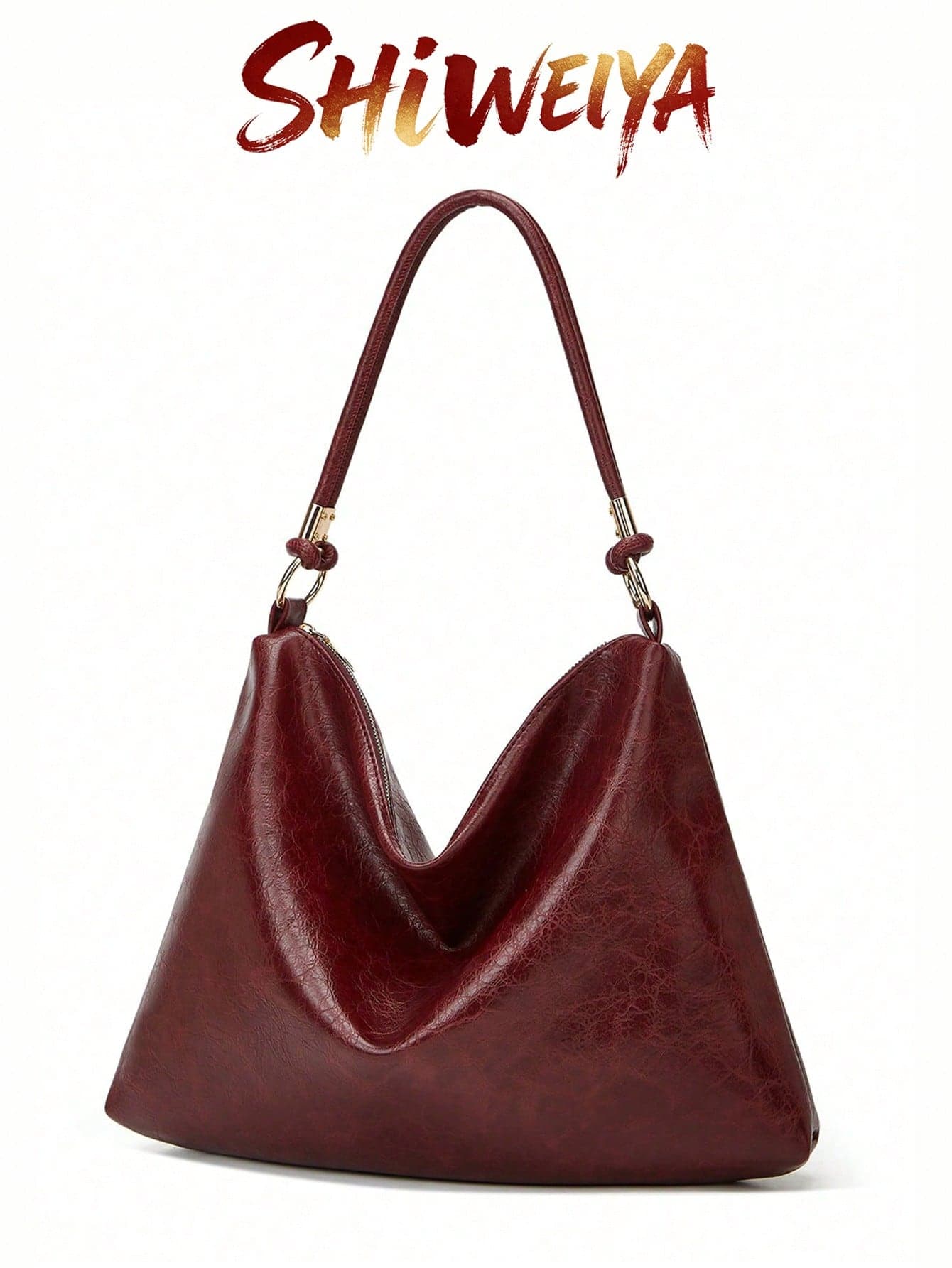 New Vintage Shoulder Bag For Women, PU Leather Commuter Tote Bag, European And American Style Fashion Handbag, Retro Inspired Bag, Fashionable Burgundy Bag , Red Bag