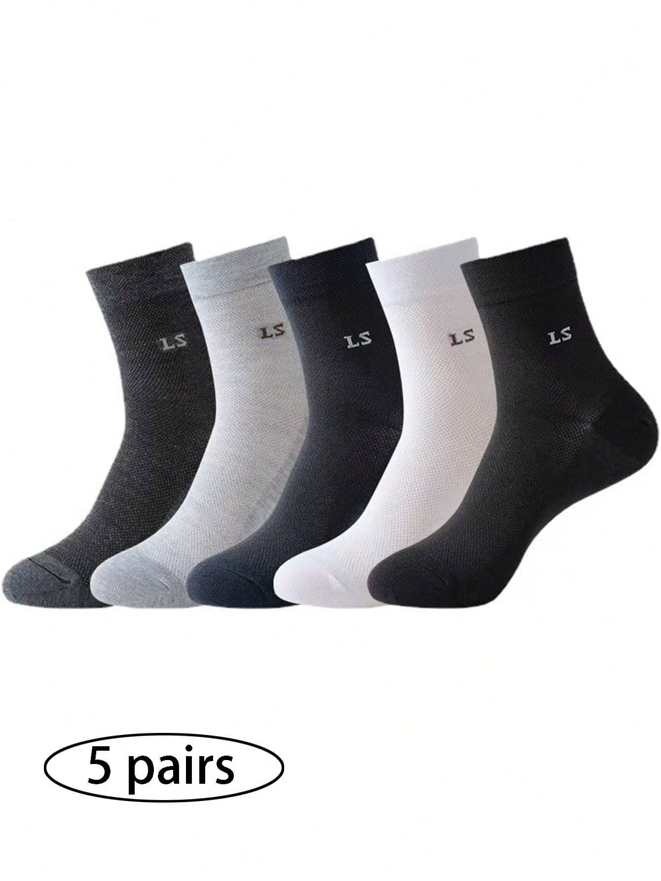5 Pairs Men's Odor-Resistant Moisture-Wicking Breathable Basketball Sports Crew Socks, Autumn/Winter