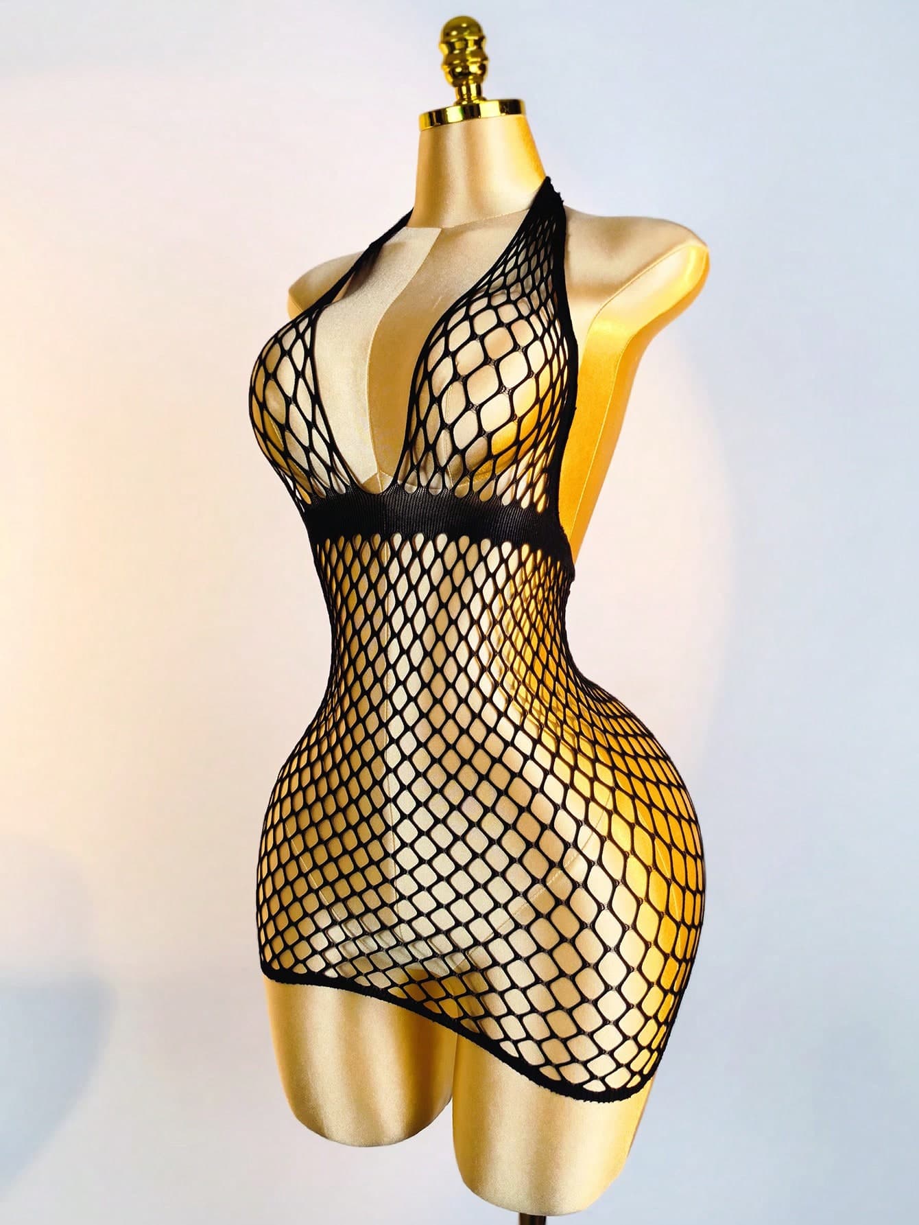 1PC Women Sexy Lingerie Cover Up Without Bikini Fishnet Hollow Out Bodycon Dress For Valentine's Day See Through Beachwear Swimwear Swimsuit