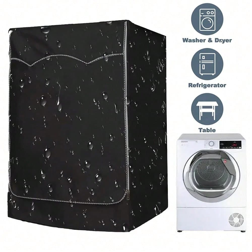 Waterproof Front Mounted Washing Machine Cover, Dust-Proof And UV Resistant Protective Cover For Washing And Drying Machines, 420D Silver Plated Oxford Cloth Material, Outdoor Drying Machine Protective Cover, Multi-Purpose Home Appliance Protector