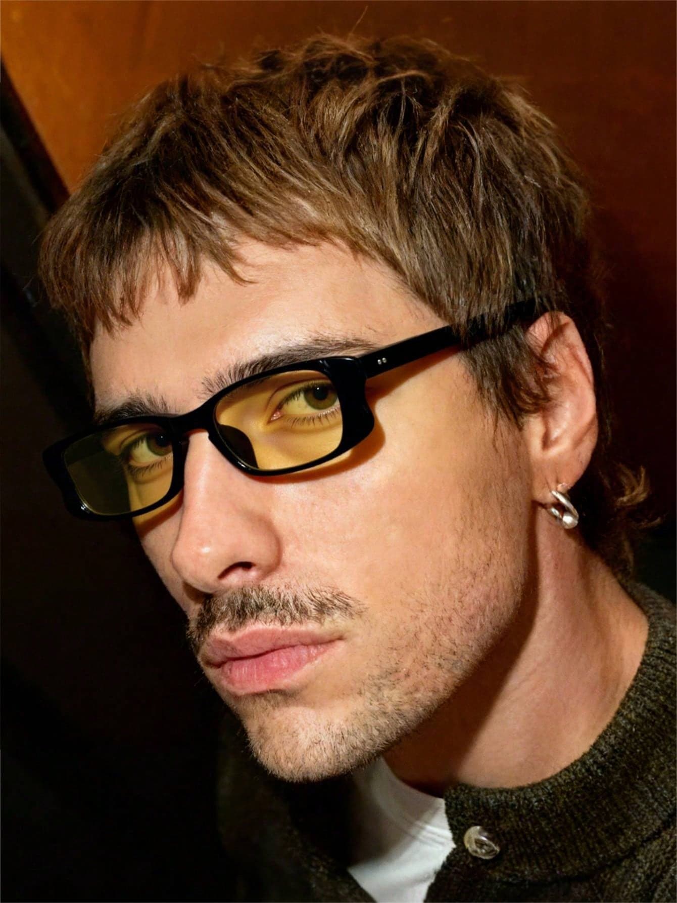 1 Pair Men's Geometric Frame Retro Fashion Glasses, Suitable For Daily, Outdoor And Party Wear; Casual Style, With Glasses Case.