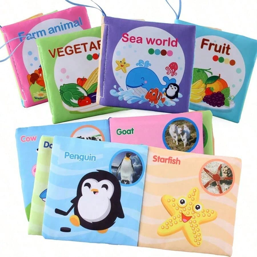 8pcs/Set Waterproof Soft Cloth Baby Bath Books, Portable Essential For Moms, Indoor & Outdoor Use, Preschool Early Education Toys, Suitable For Newborns & Infants, Perfect Newborn Gift