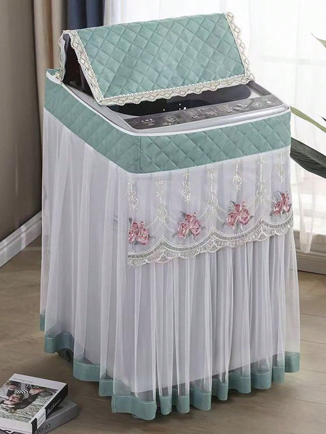 Automatic Washing Machine Cover, Lace Fabric Dust Cover, Universal Thickened Dust Cover, 21.65*22.44*32.68 Inches, Women's Day, Travel Essentials, Wedding Favors, Y2k, Bedroom, Car Accessories Women, Kitchen Decor,Wedding,Y2k,Party,Mother's Day Gift,Bedroom Decor,Garden,Kitchen Decor,Summer,Beach,Travel Essentials,Room Decor,Squishy,Graduation
