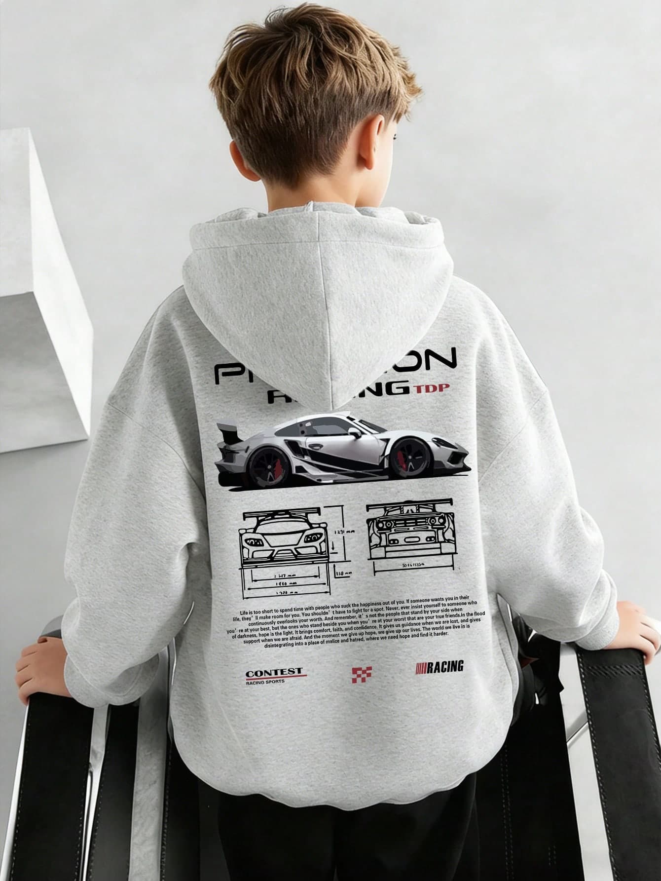 1pc Tween Boys' Casual Printed Pullover Sweatshirt Sweatshirt, Thermal Lined, Long Sleeve, Autumn/Winter
