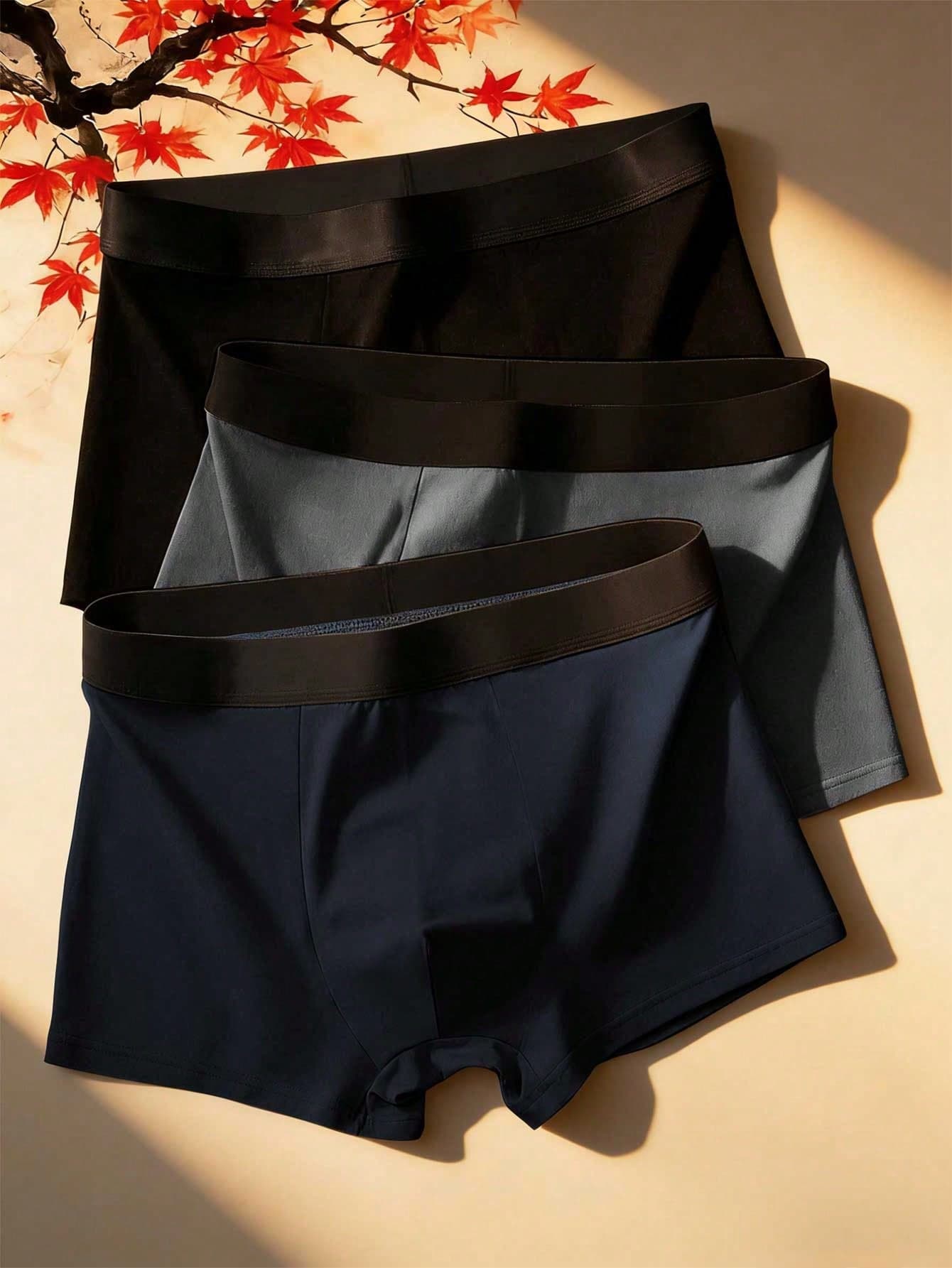 3pcs/Pack Solid Color High Elasticity Men's Briefs