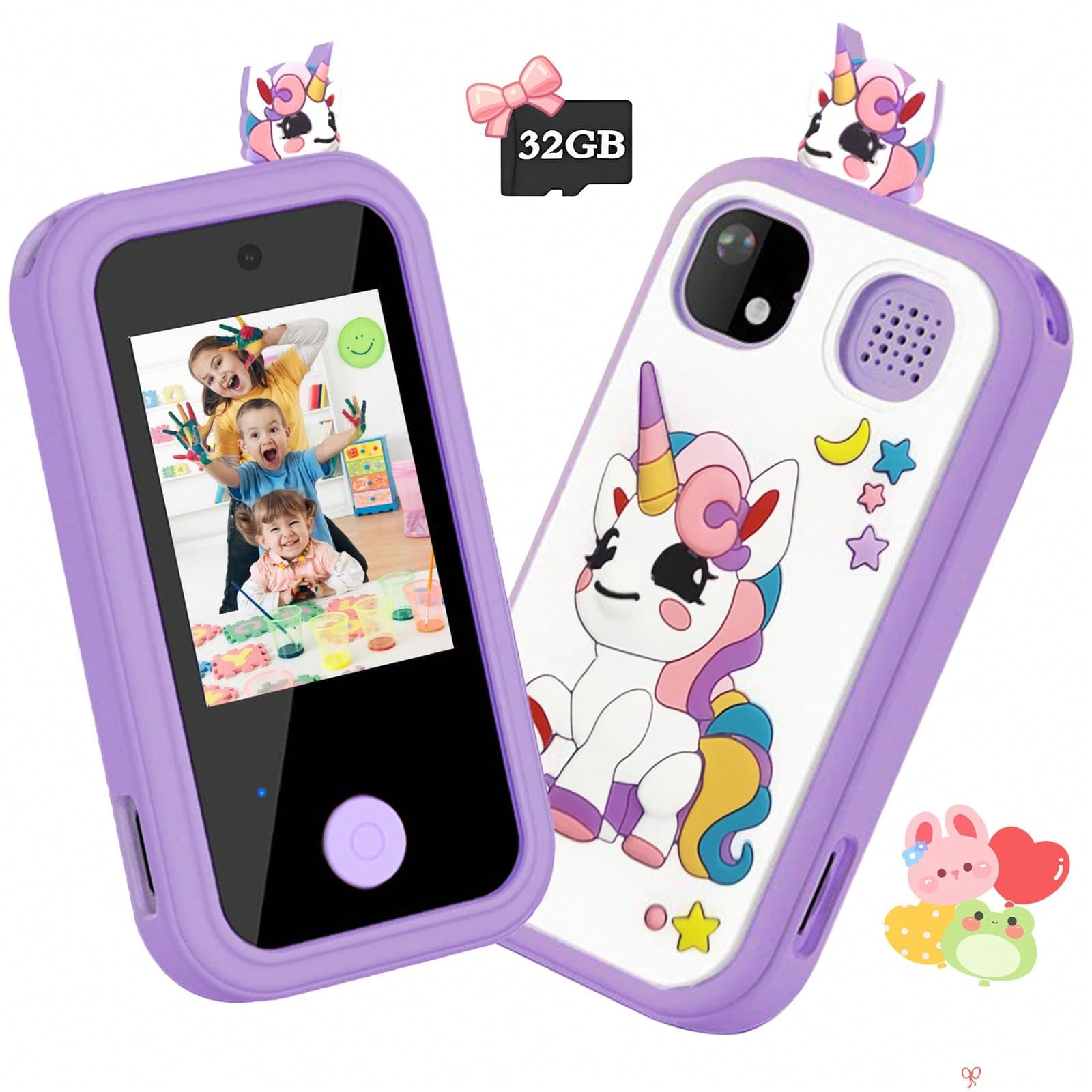 3-12 Years Old Girls' Elegant Smart Phone Toy, Smooth Touch Screen, Dual Cameras, Entertaining Music Player And Learning Toy, Supports 32GB Memory Card, Ideal Christmas And Birthday Gift