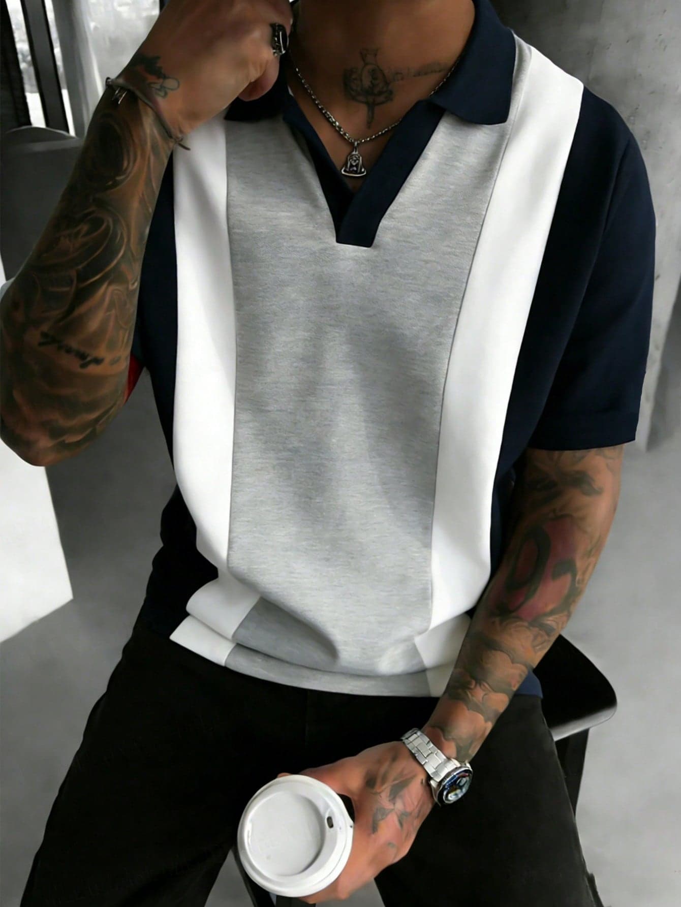 Zrgoth Spring/Summer Men's Casual Versatile Colorblock POLO Shirt