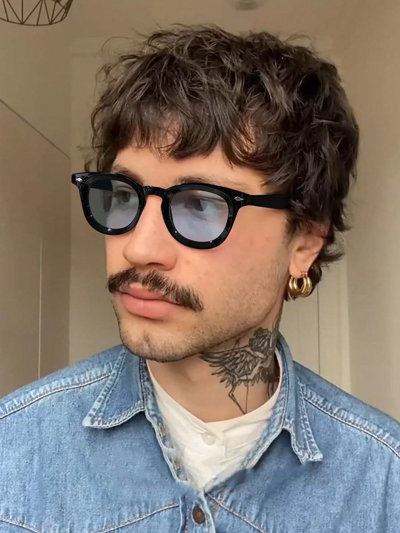 1pc Men's Fashionable Square Pressure-Free Casual Glasses, Made Of Polycarbonate Material, Comes With Glasses Case, Suitable For Daily And Outdoor Wear