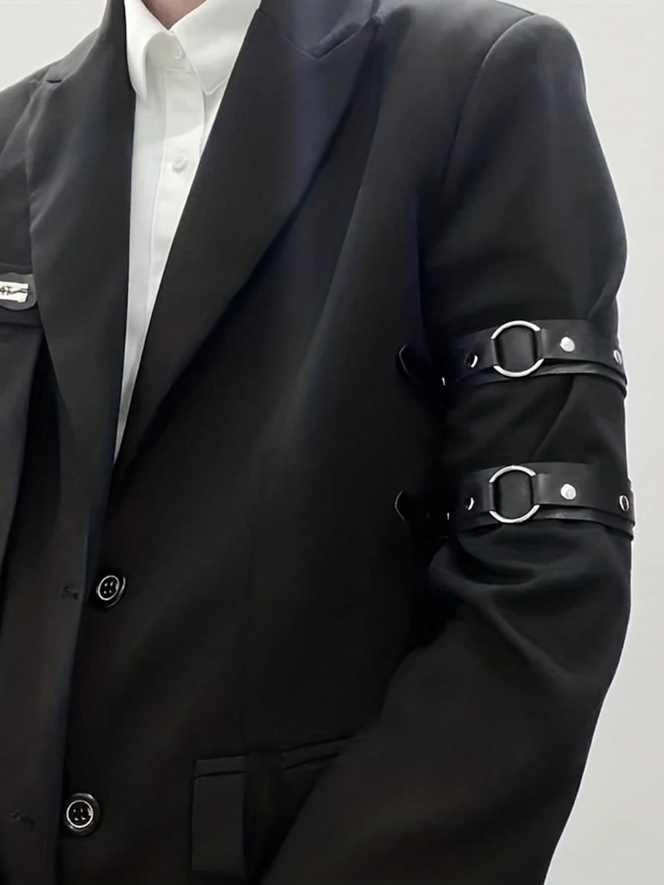 1pc Men's Leather Arm Band, Shirt Sleeve Cuff Style Arm Strap, Suitable For Daily Wear