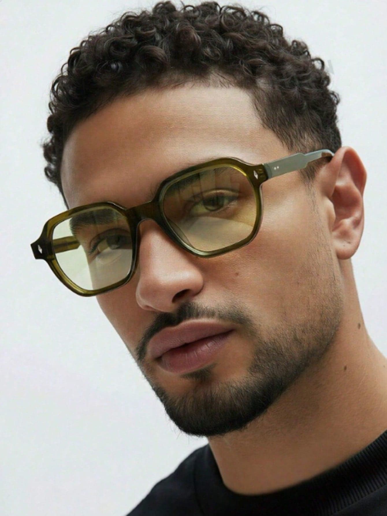1 Pair Men's Square Frame Simple Rivet Versatile Fashion Glasses