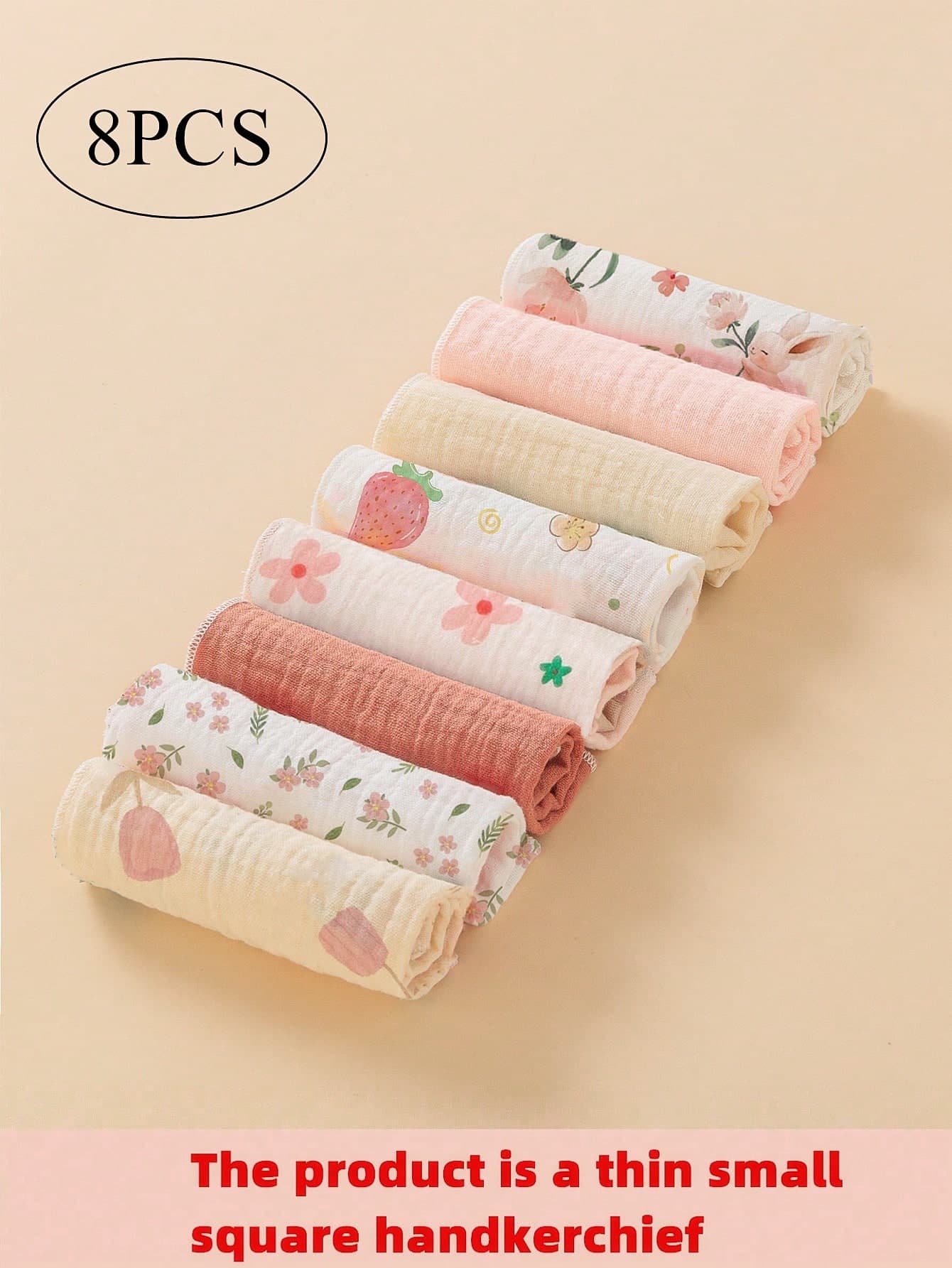8pcs Lightweight Breathable Single-Layer Baby Bibs, Feeding Wipes, Multi-Purpose Cloths, Suitable For All Seasons
